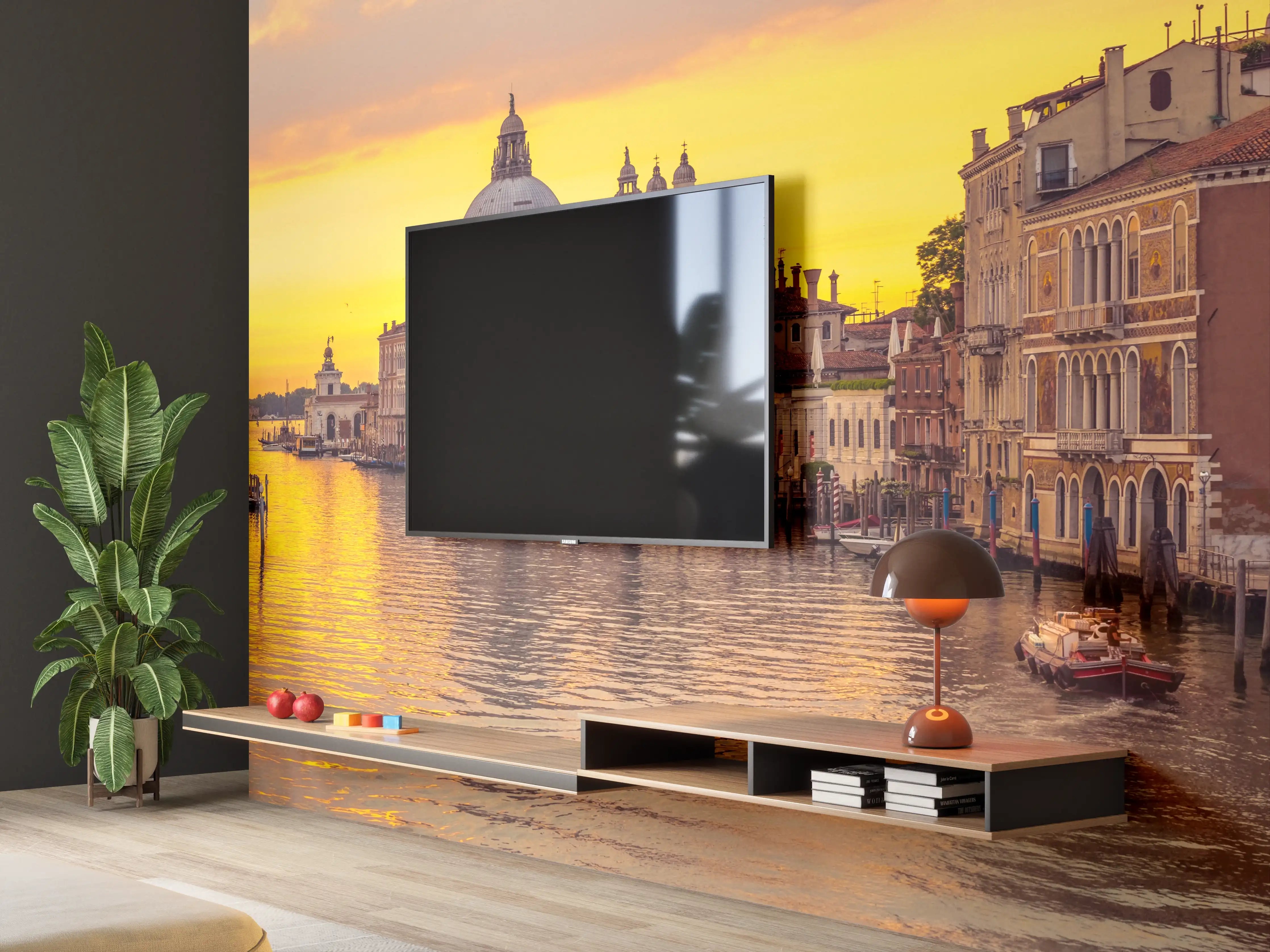 Wandverkleidung Wohnzimmer - Venedig Skyline Sonnenuntergang