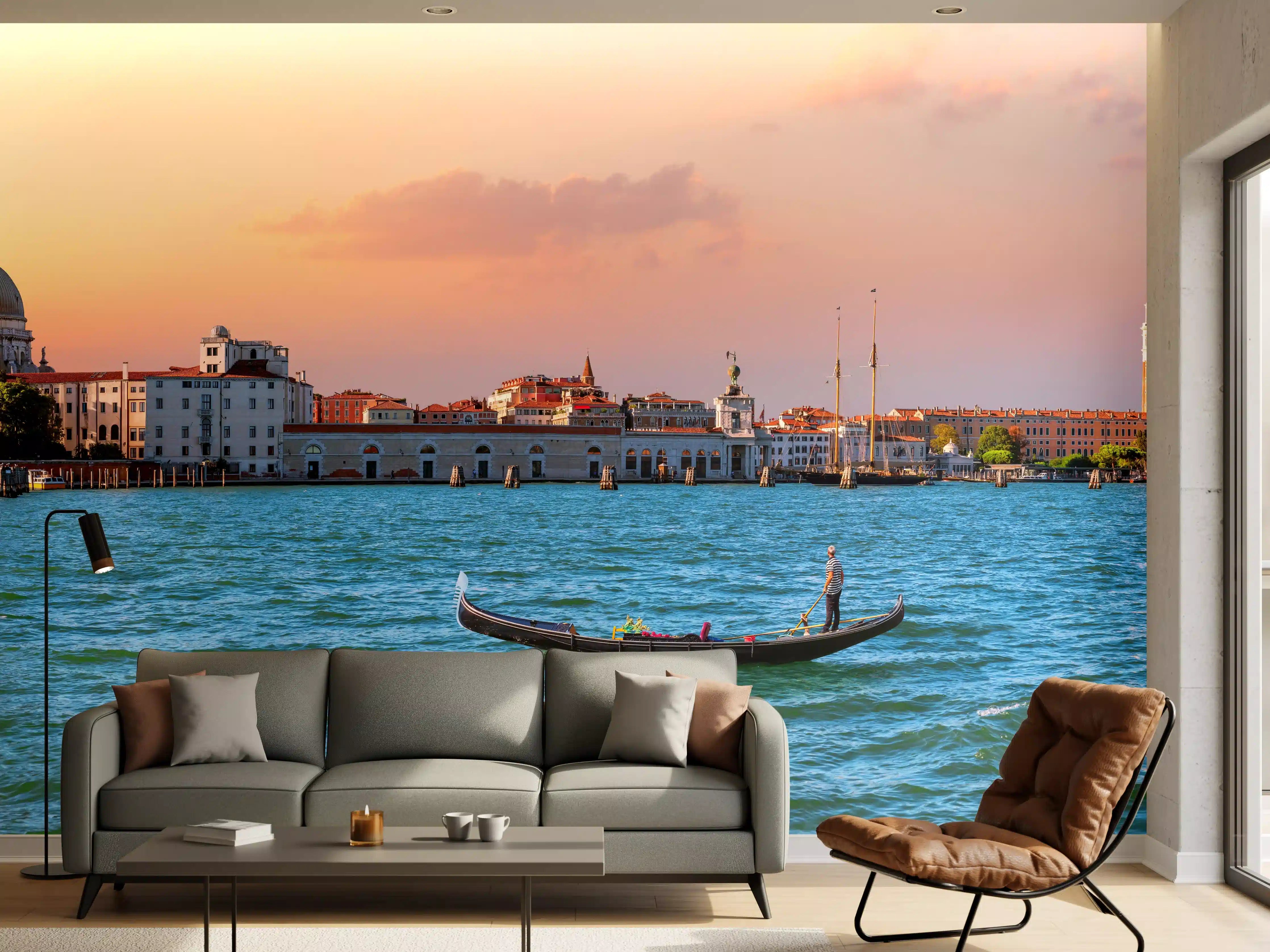Wandverkleidung Wohnzimmer - Venedig Skyline bei Sonnenuntergang