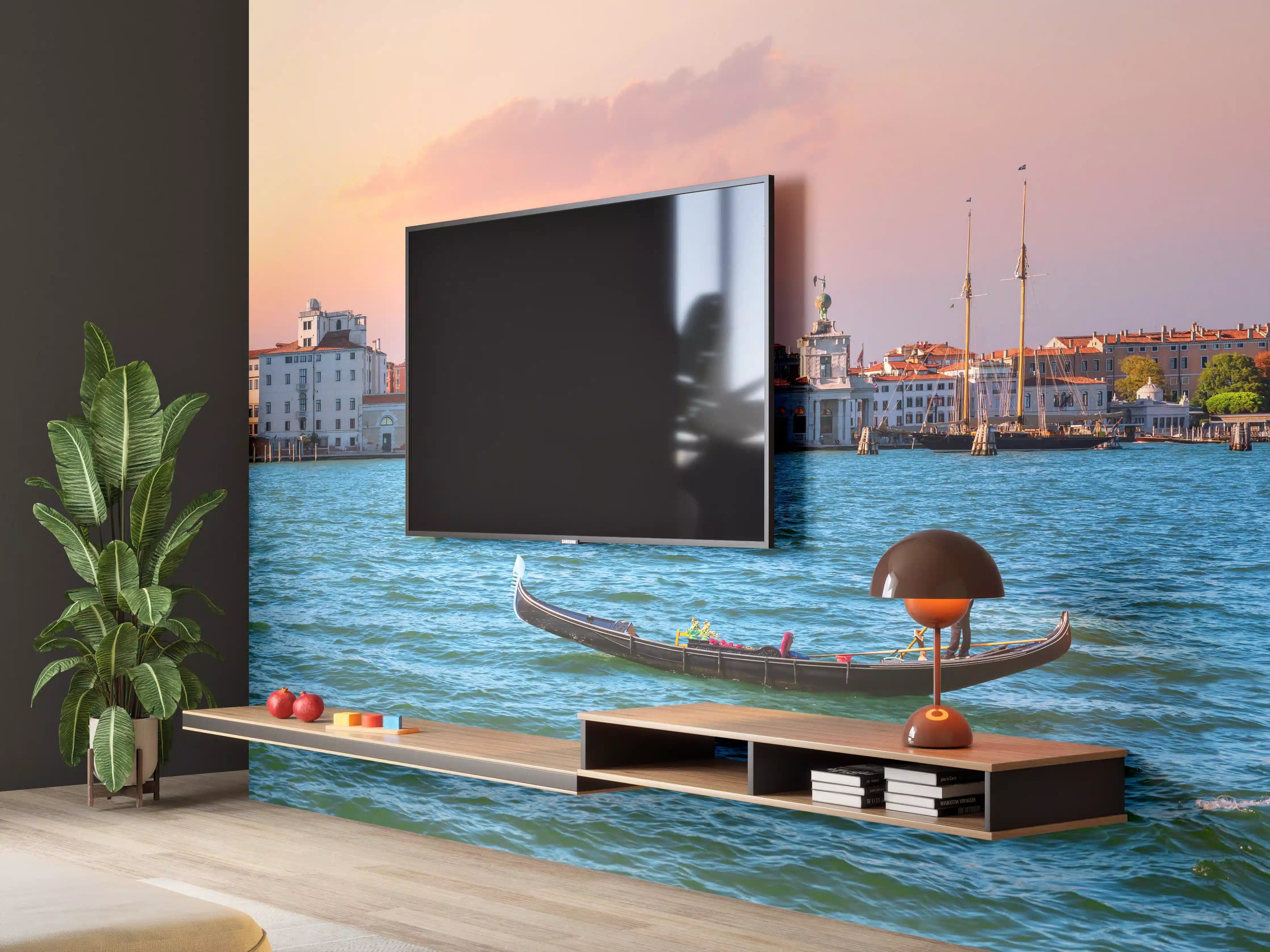 Wandverkleidung Wohnzimmer - Venedig Skyline bei Sonnenuntergang