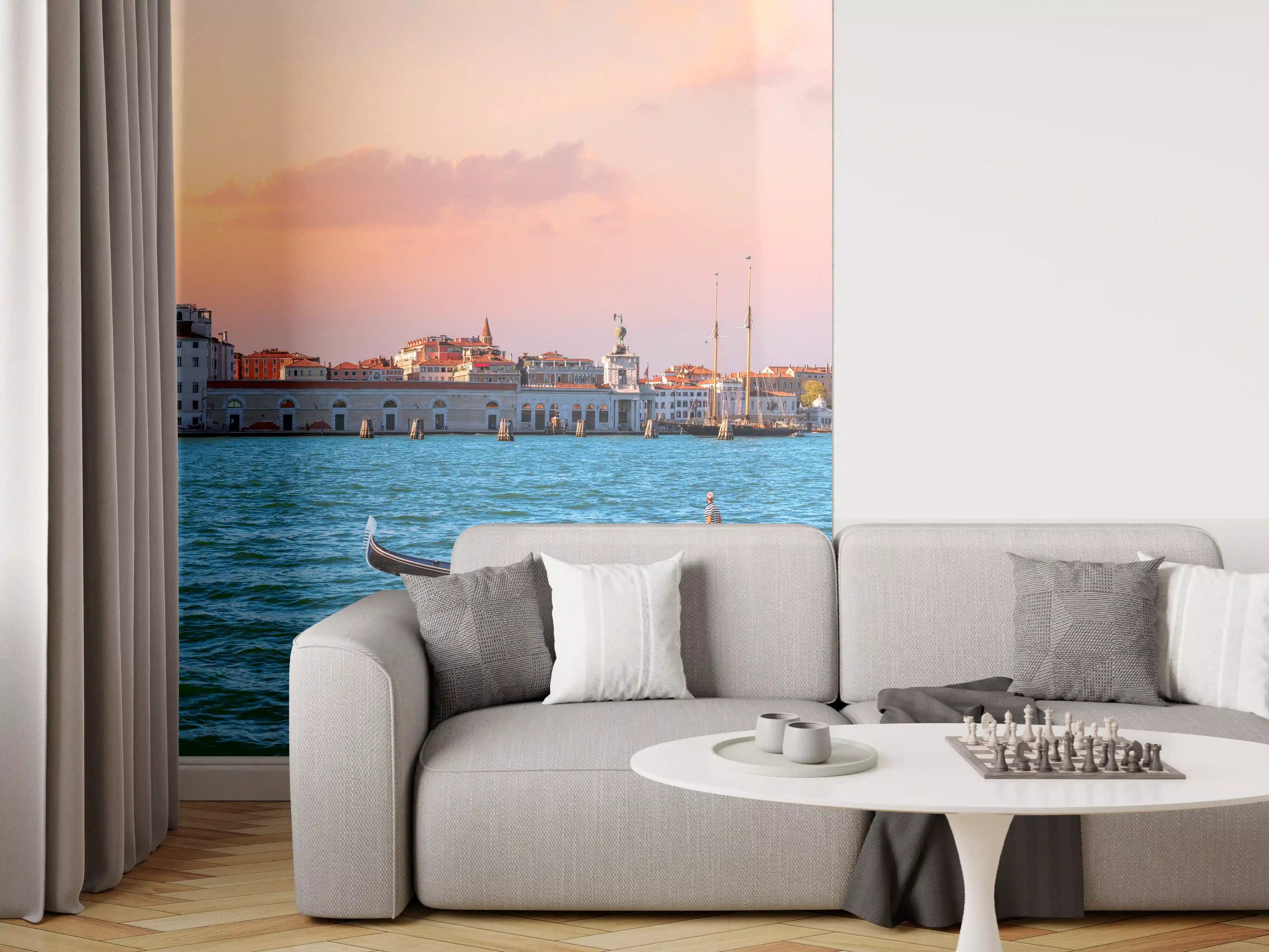 Wandverkleidung Wohnzimmer - Venedig Skyline bei Sonnenuntergang