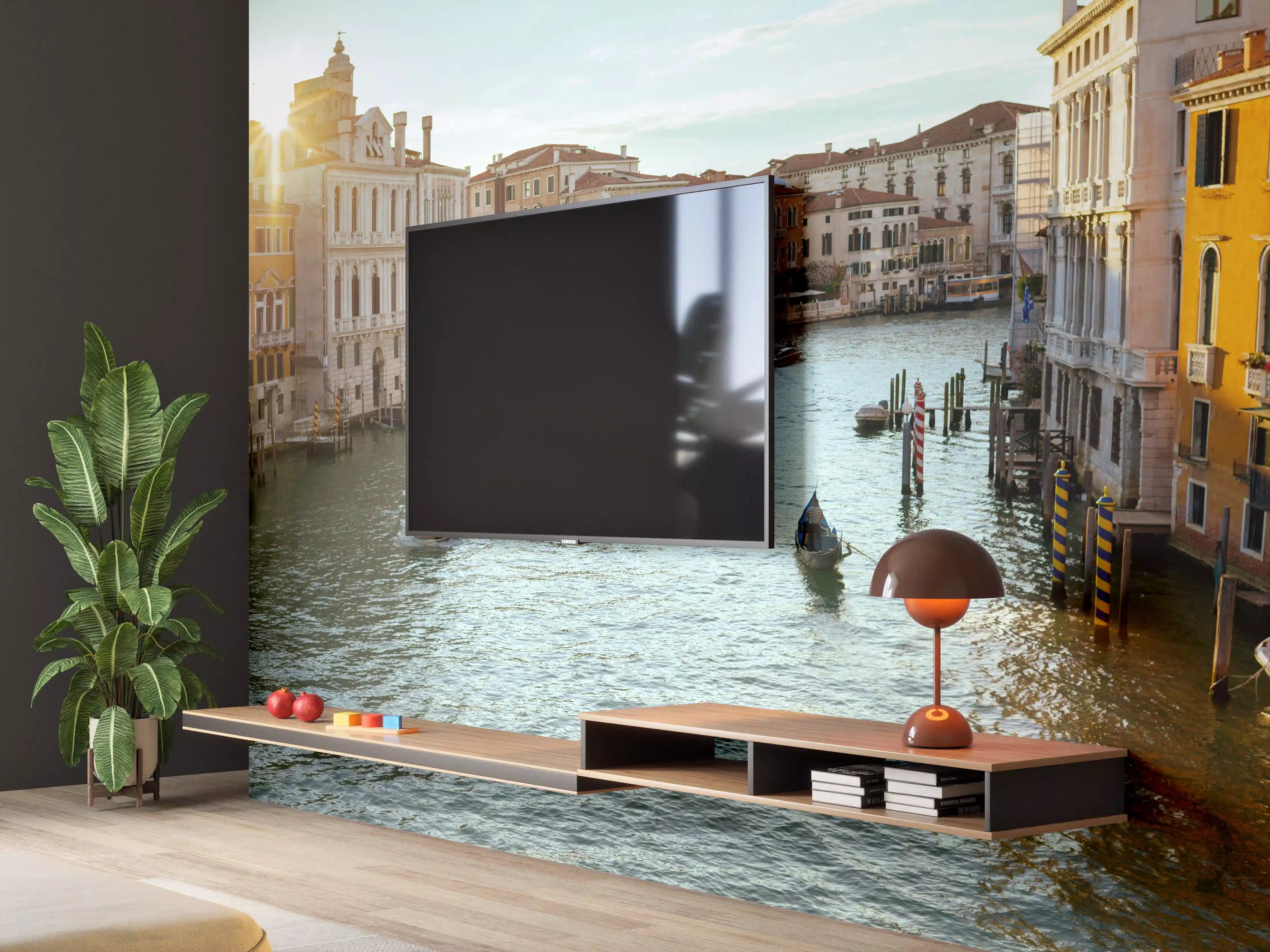 Wandverkleidung Wohnzimmer - Venedig: Charmante Kanäle bei Sonnenuntergang