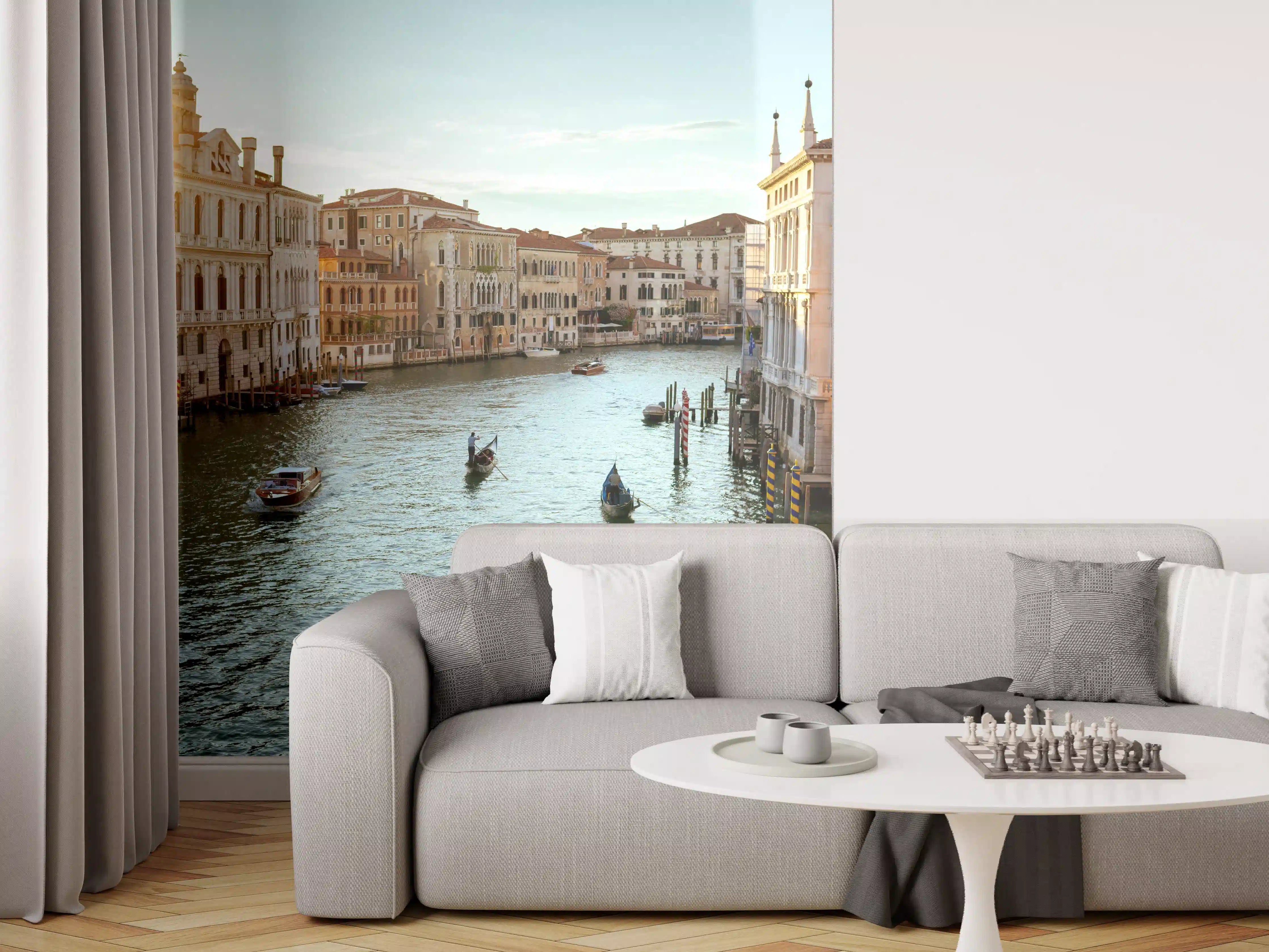 Wandverkleidung Wohnzimmer - Venedig: Charmante Kanäle bei Sonnenuntergang
