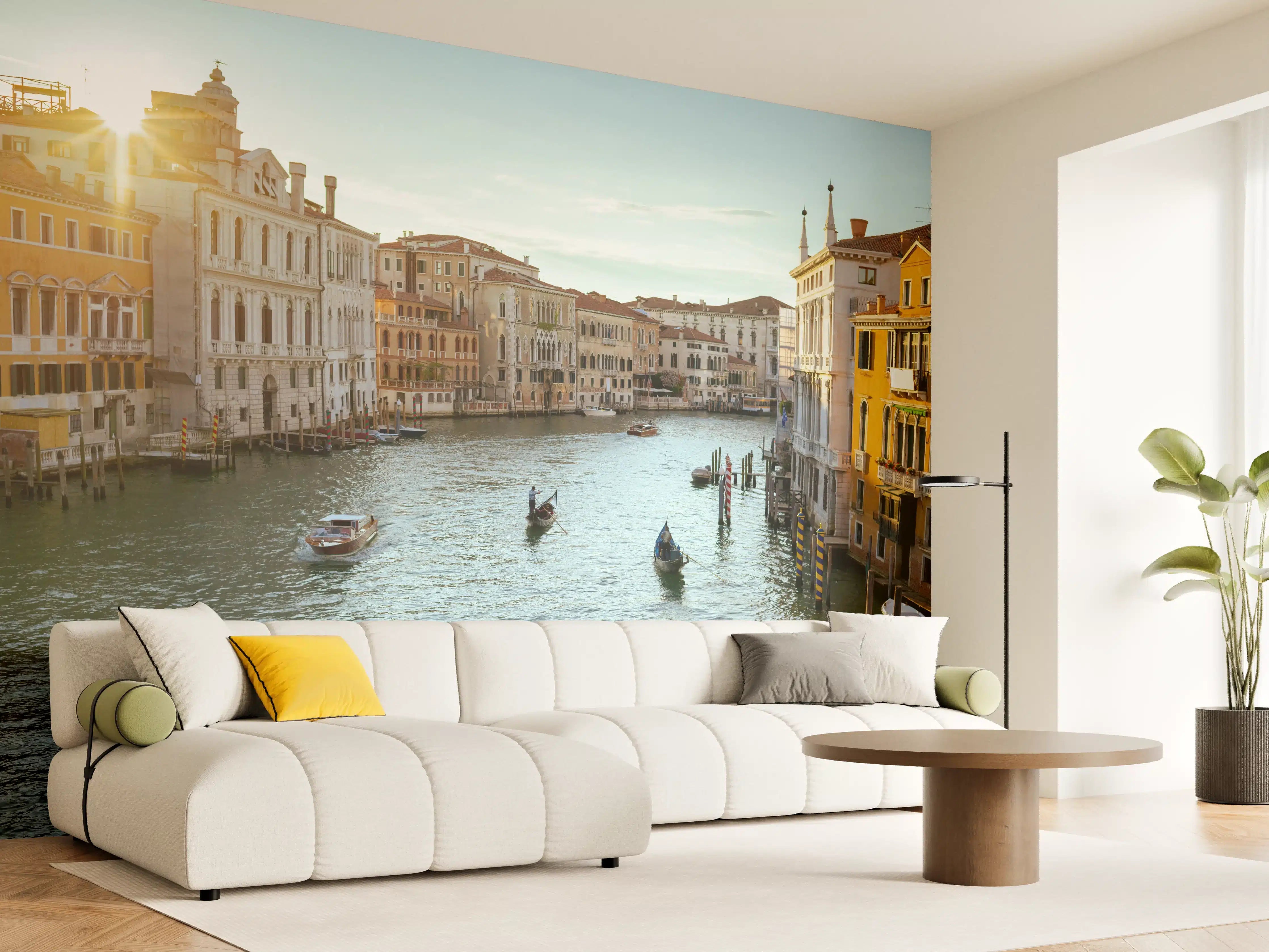 Wandverkleidung Wohnzimmer - Venedig: Charmante Kanäle bei Sonnenuntergang
