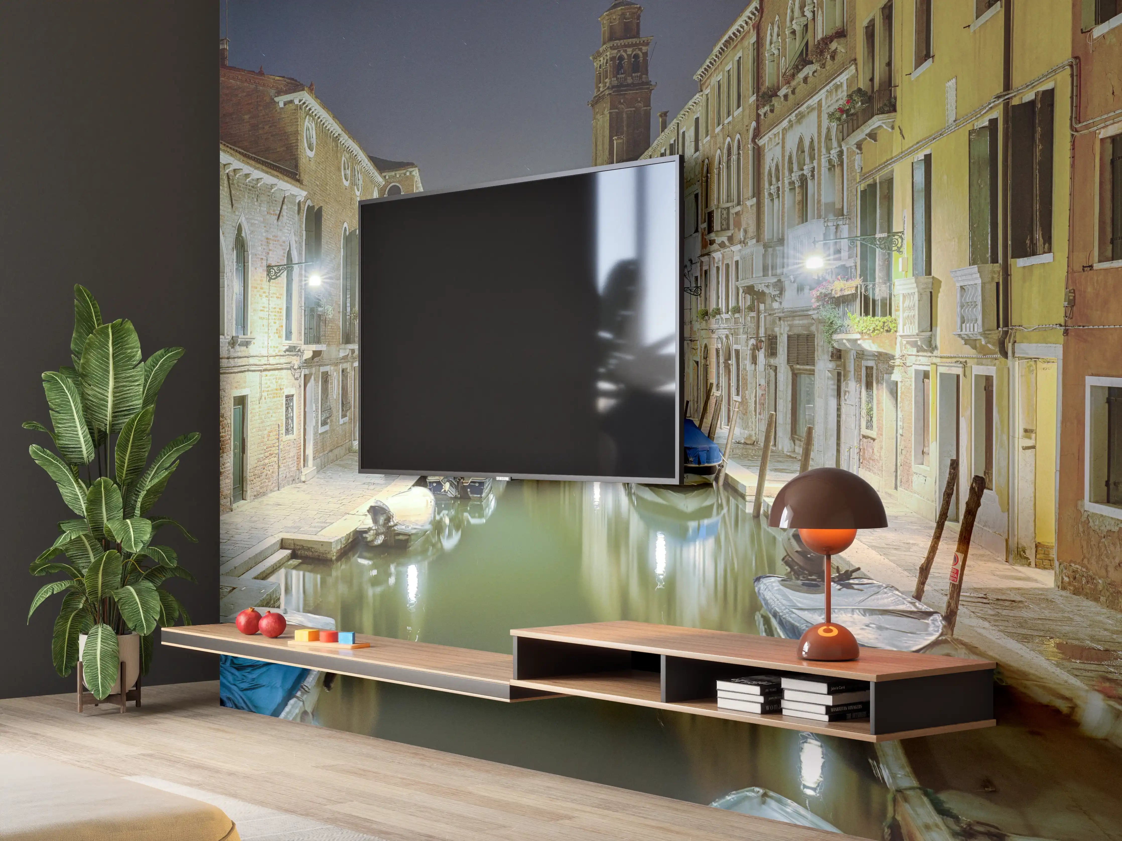 Wandverkleidung Wohnzimmer - Venezia bei Nacht