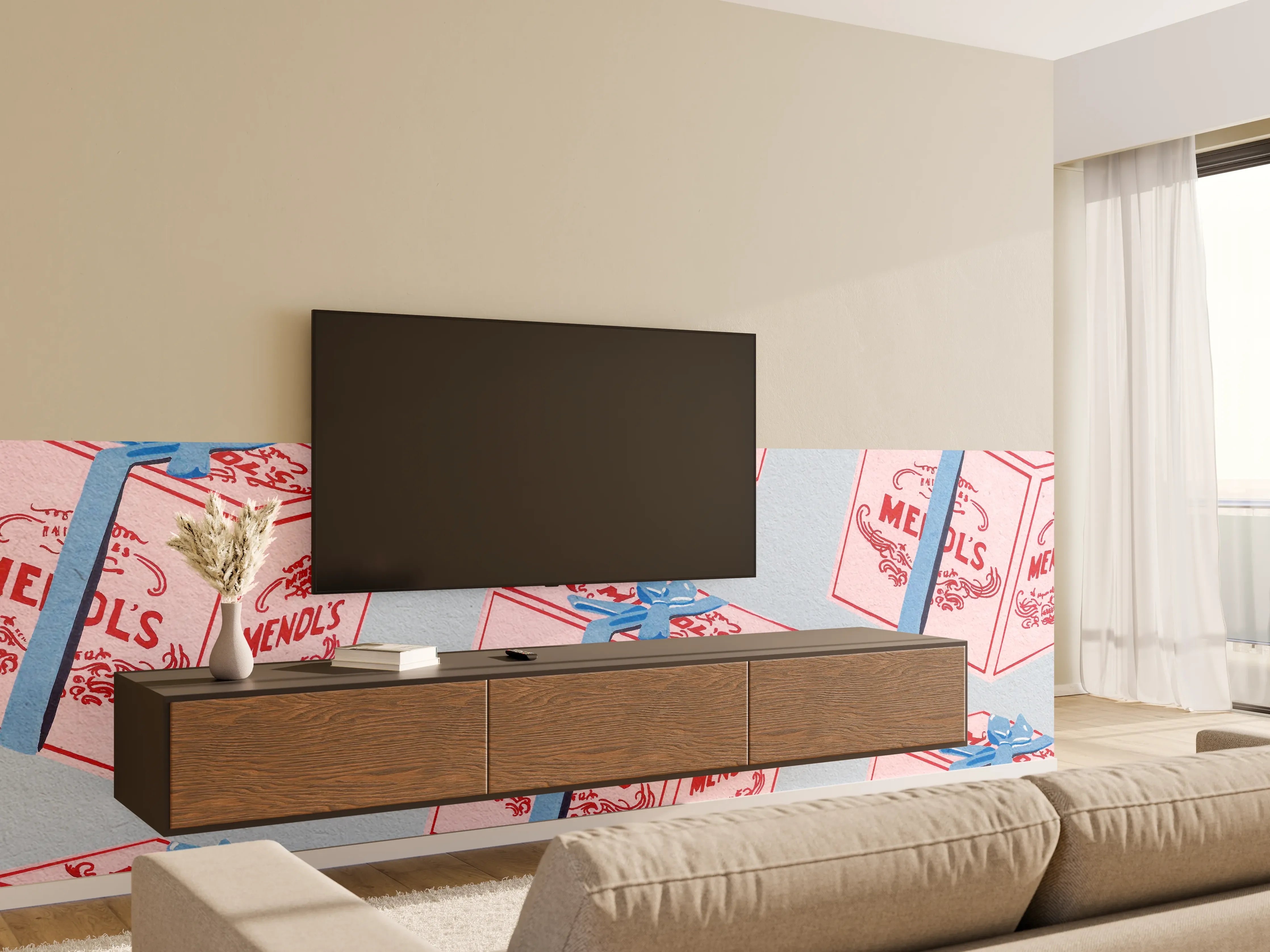 Wandverkleidung Wohnzimmer - Verspielte Geschenkboxen im Retro-Stil