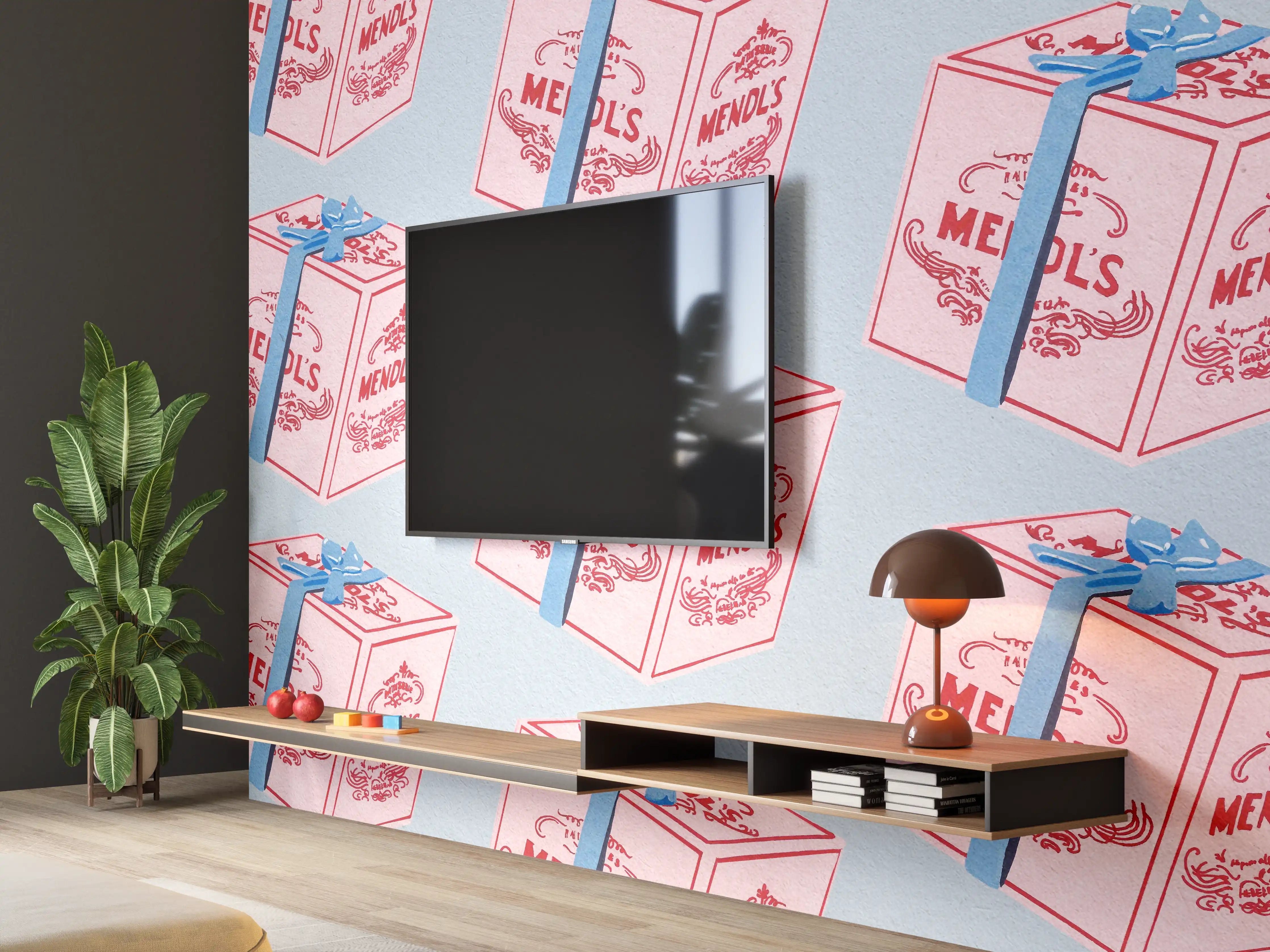 Wandverkleidung Wohnzimmer - Verspielte Geschenkboxen im Retro-Stil