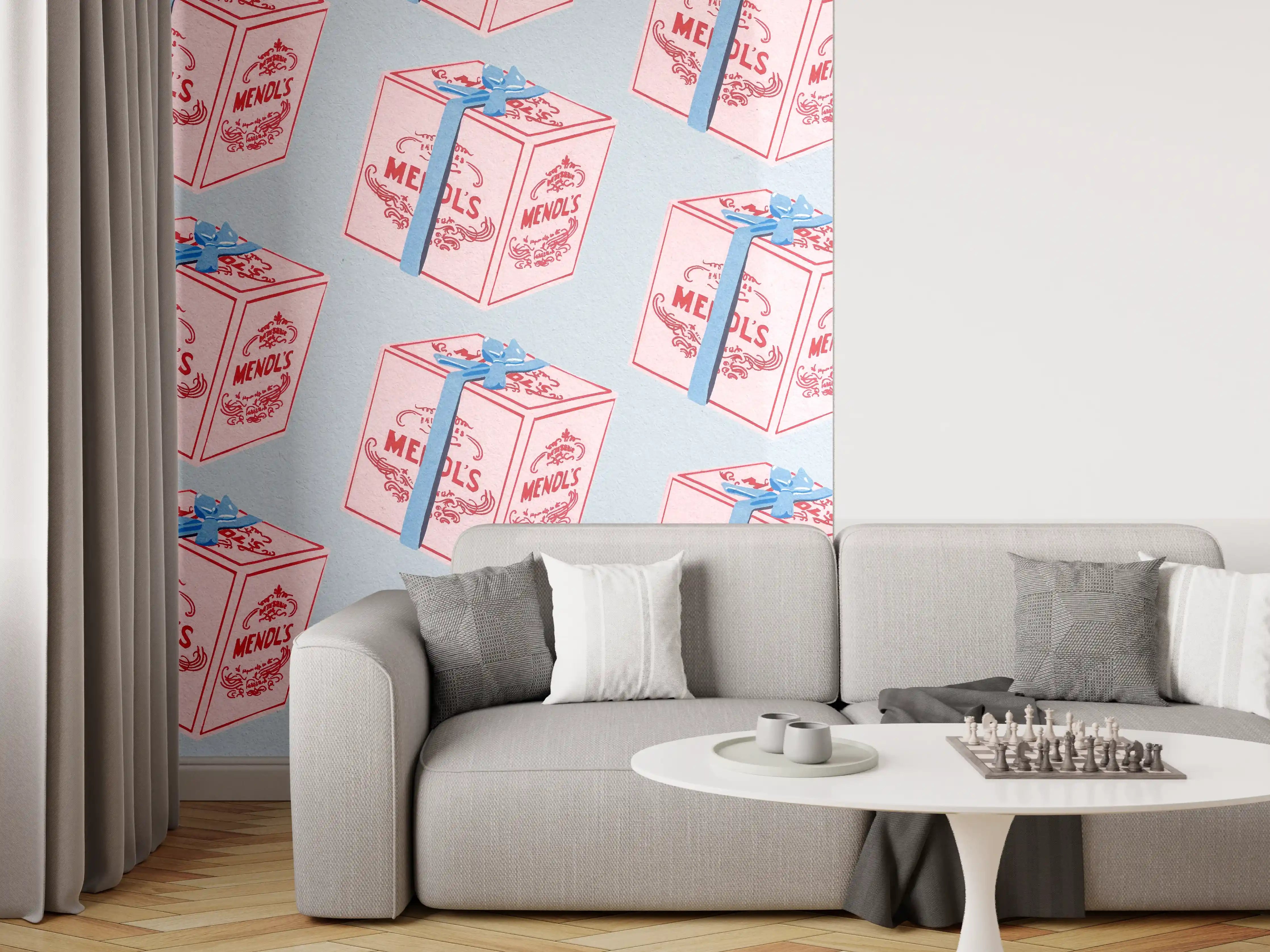 Wandverkleidung Wohnzimmer - Verspielte Geschenkboxen im Retro-Stil