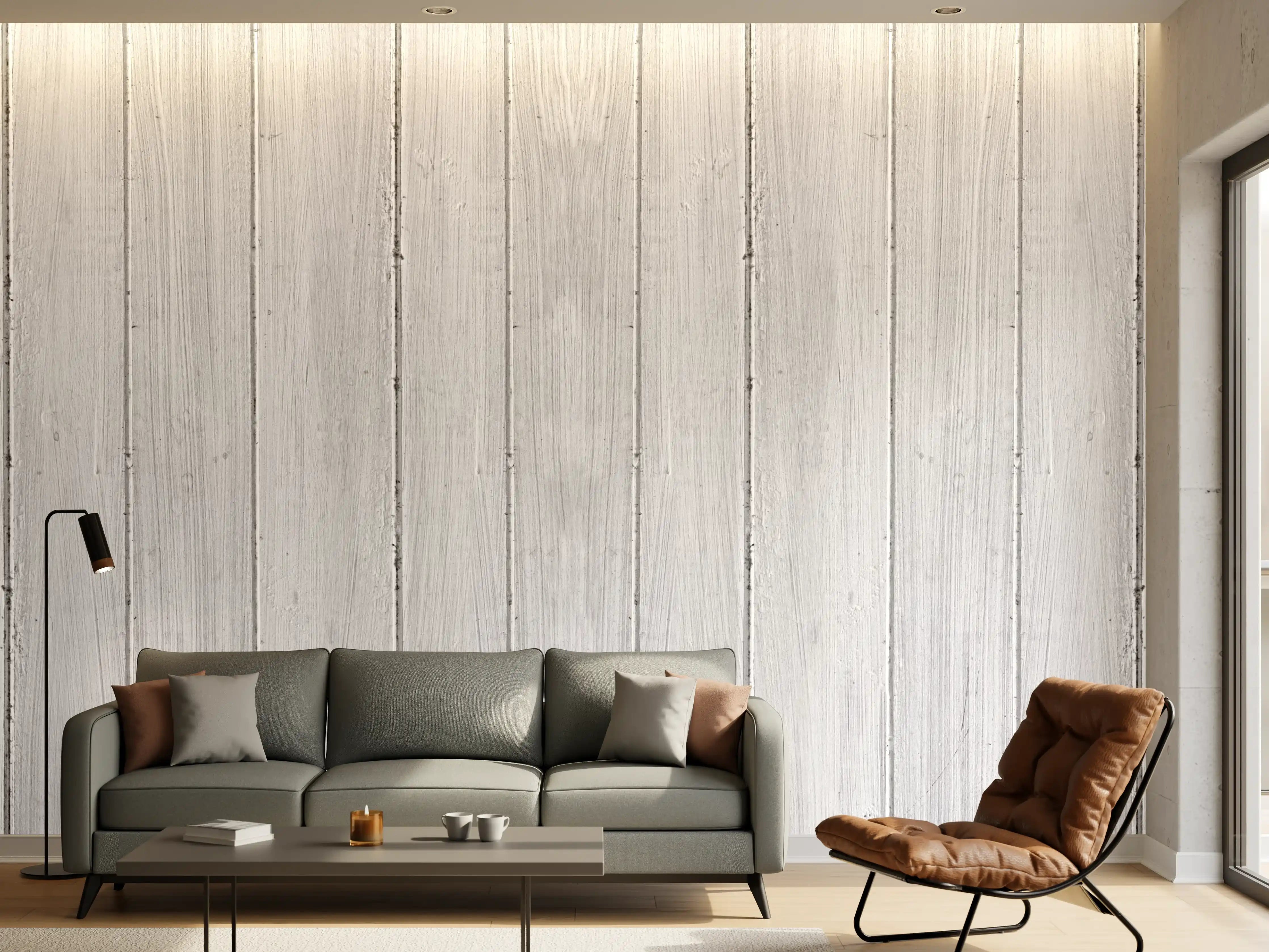 Wandverkleidung Wohnzimmer - Vertikaler Hintergrund aus weißem Holz