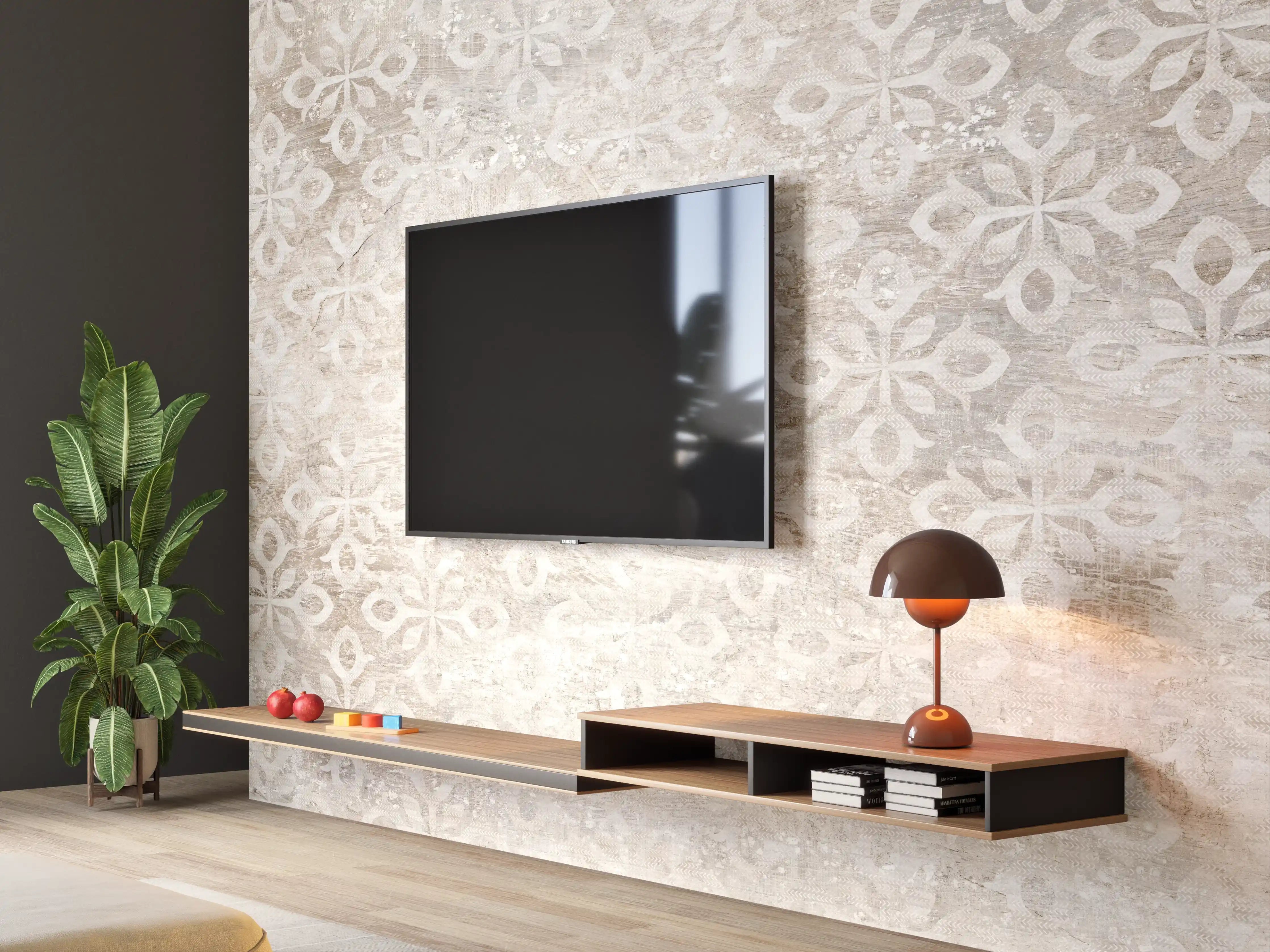 Wandverkleidung Wohnzimmer - Verunreinigtes Ornament Muster