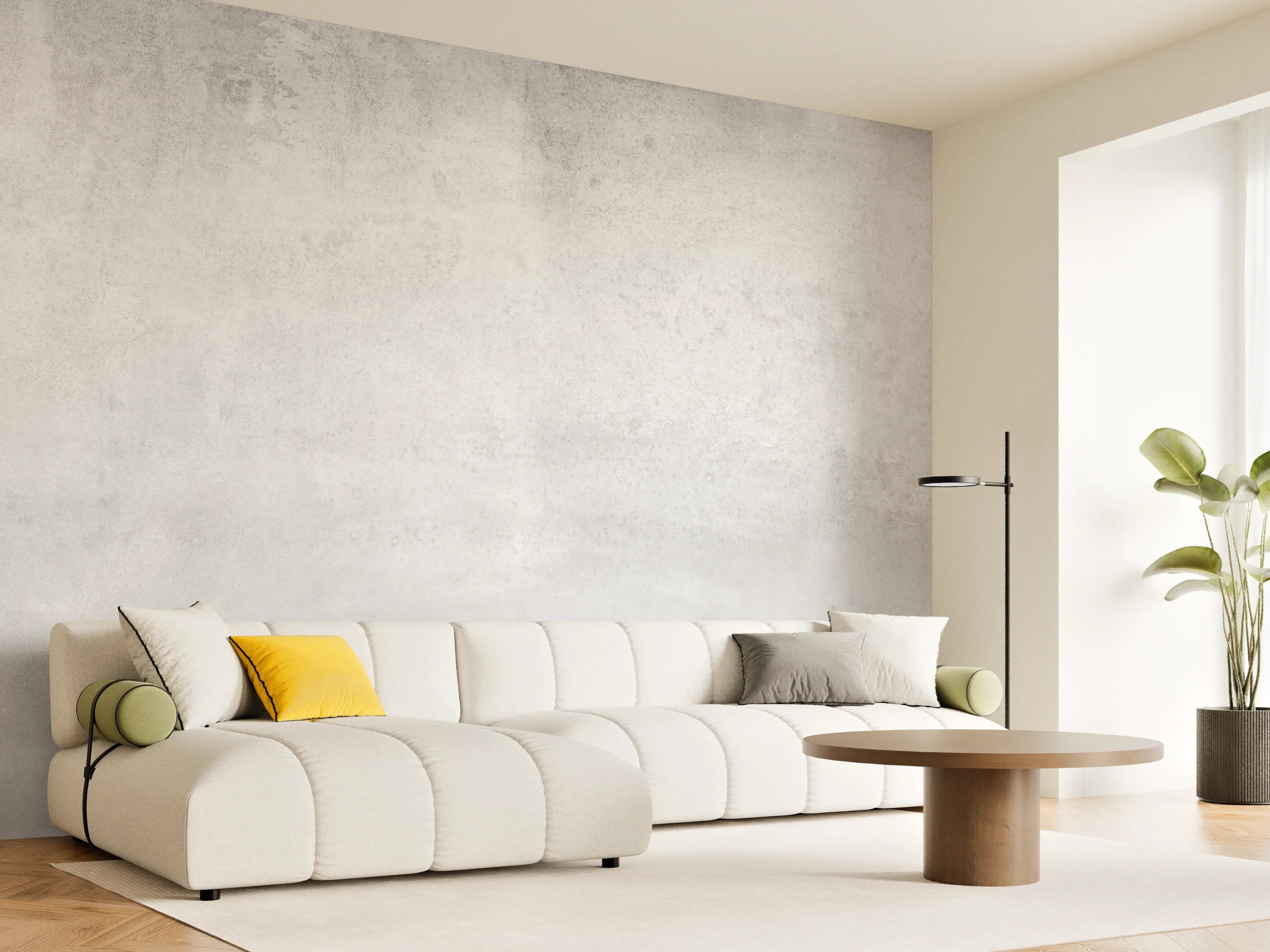 Wandverkleidung Wohnzimmer - Verwitterte graue Zementwand