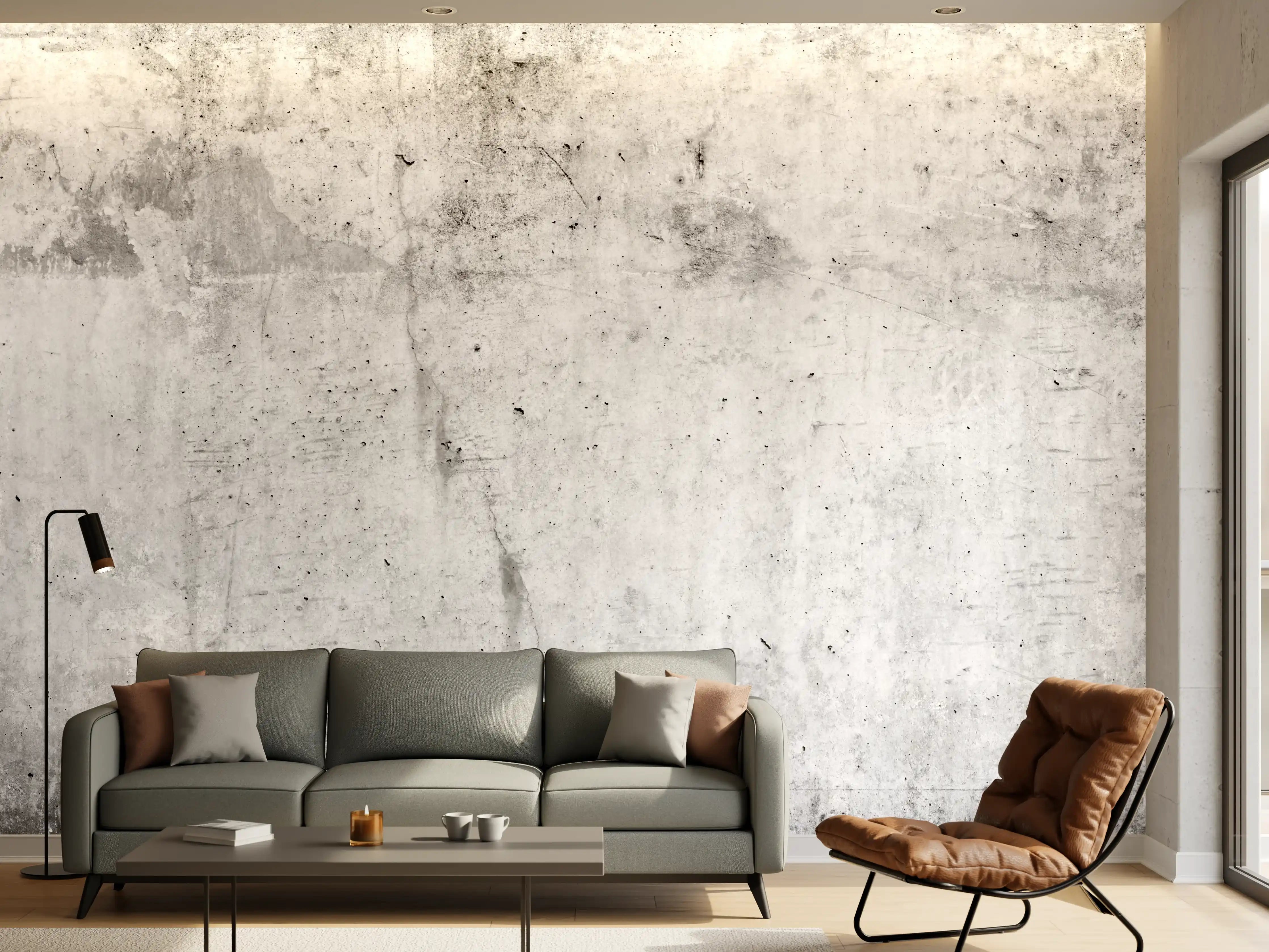 Wandverkleidung Wohnzimmer - Verwitterte weiße Betonwandtextur
