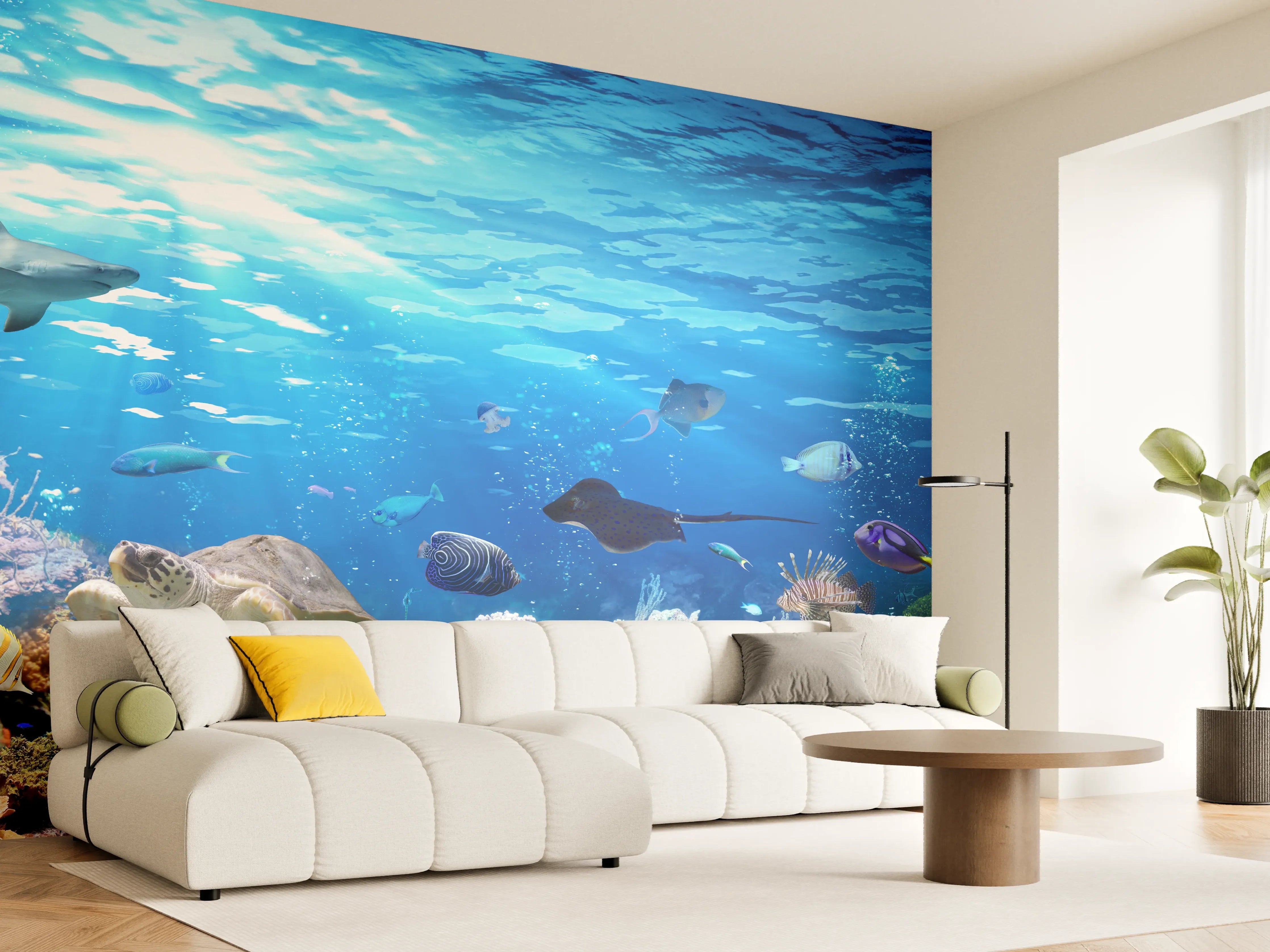 Wandverkleidung Wohnzimmer - Vielfältige Unterwasserwelt