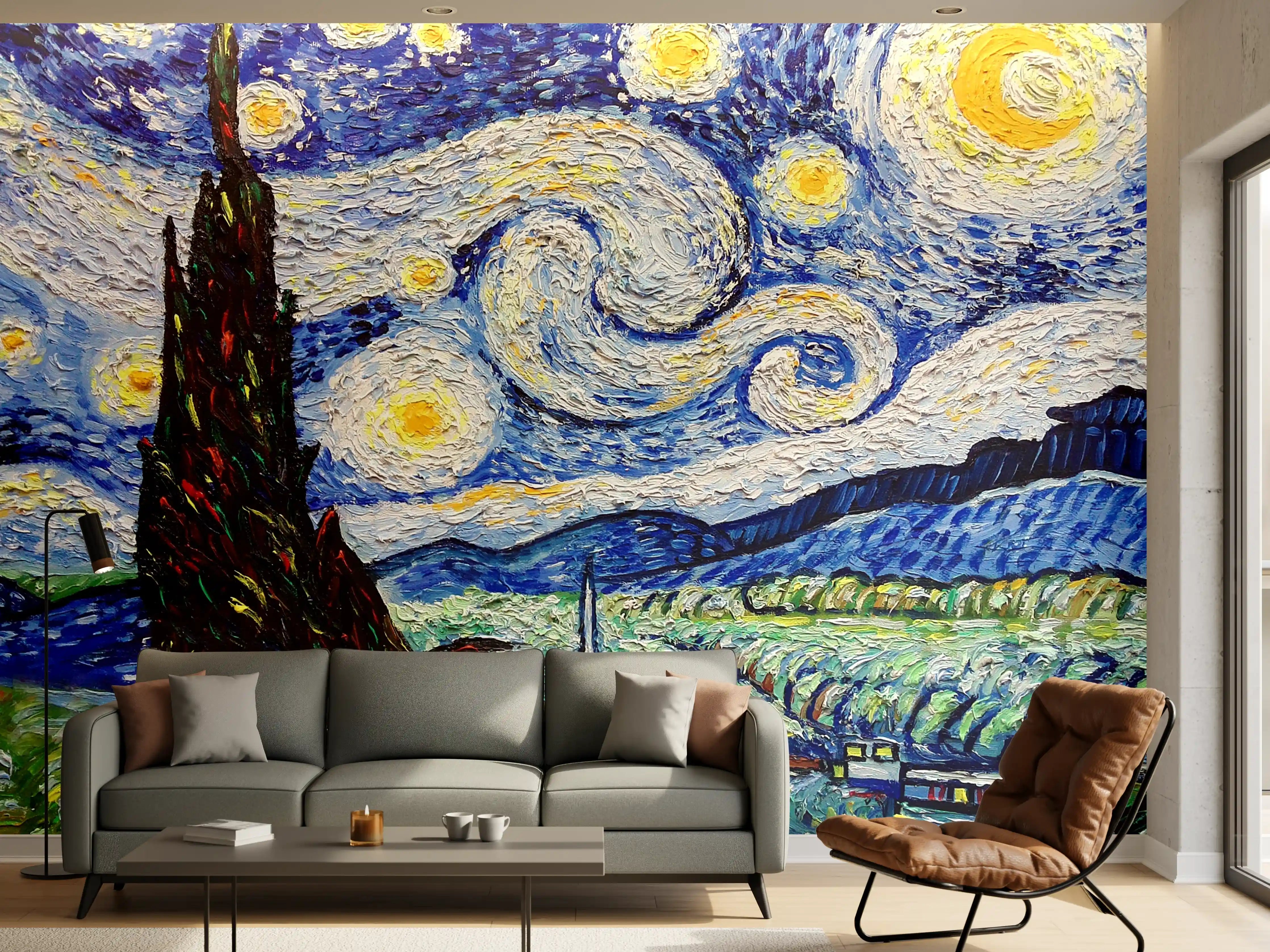 Wandverkleidung Wohnzimmer - Vincent van Gogh - Sternennacht
