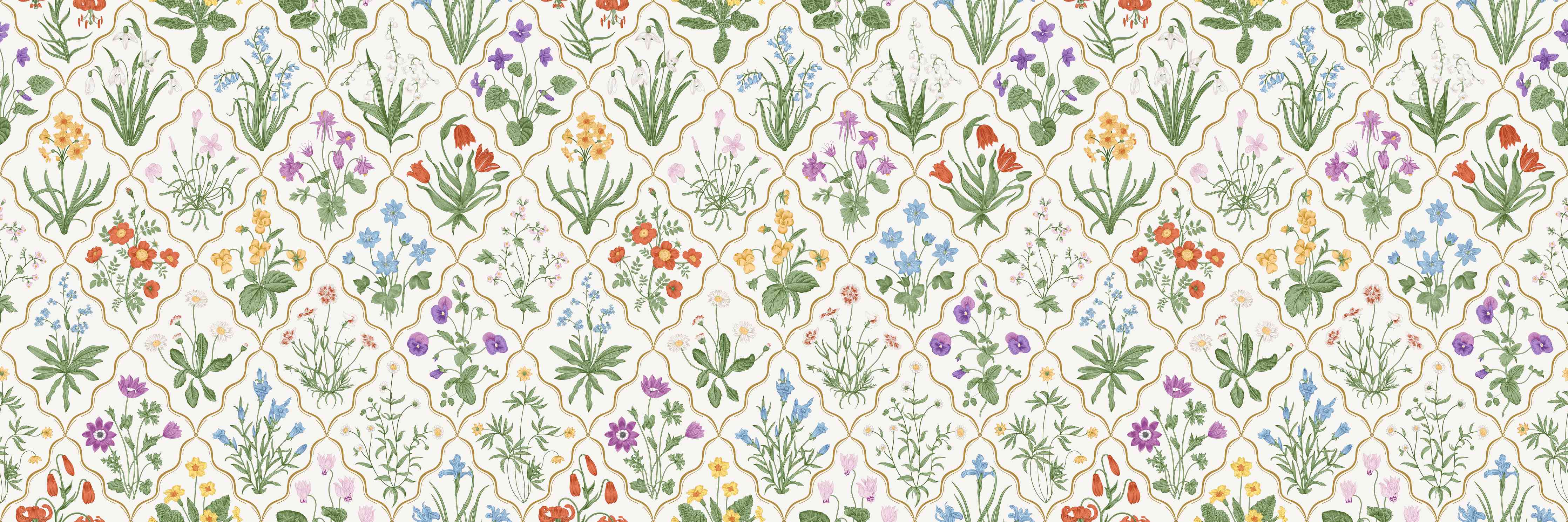 Wandverkleidung Wohnzimmer-Vintage Bloom Blumen-Tapete Beige-Grün