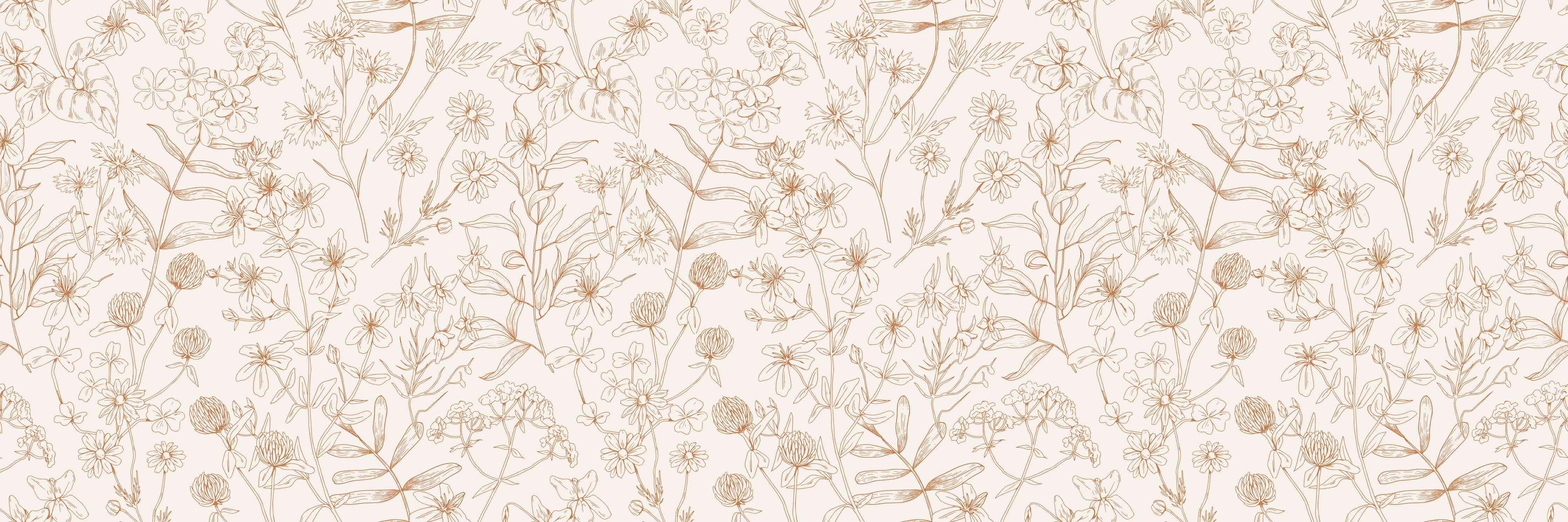 Wandverkleidung Wohnzimmer-Vintage Bloom Florales Muster in Rosa und Beige