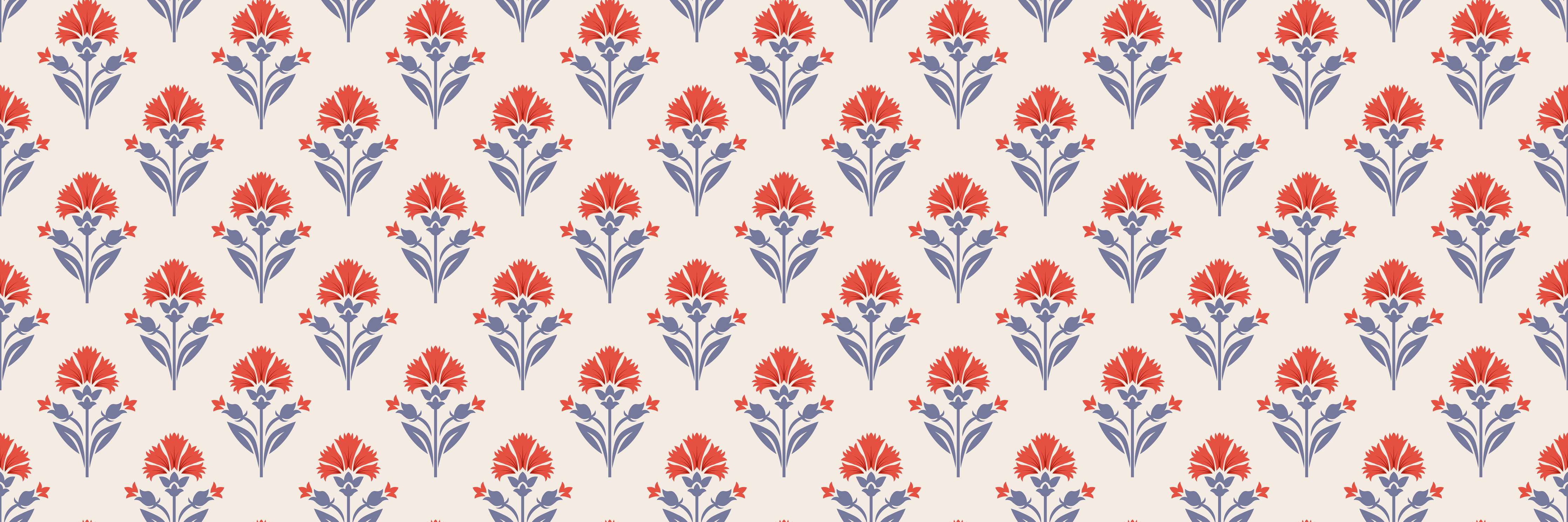 Wandverkleidung Wohnzimmer-Vintage Blumen Tapete Beige-Rot