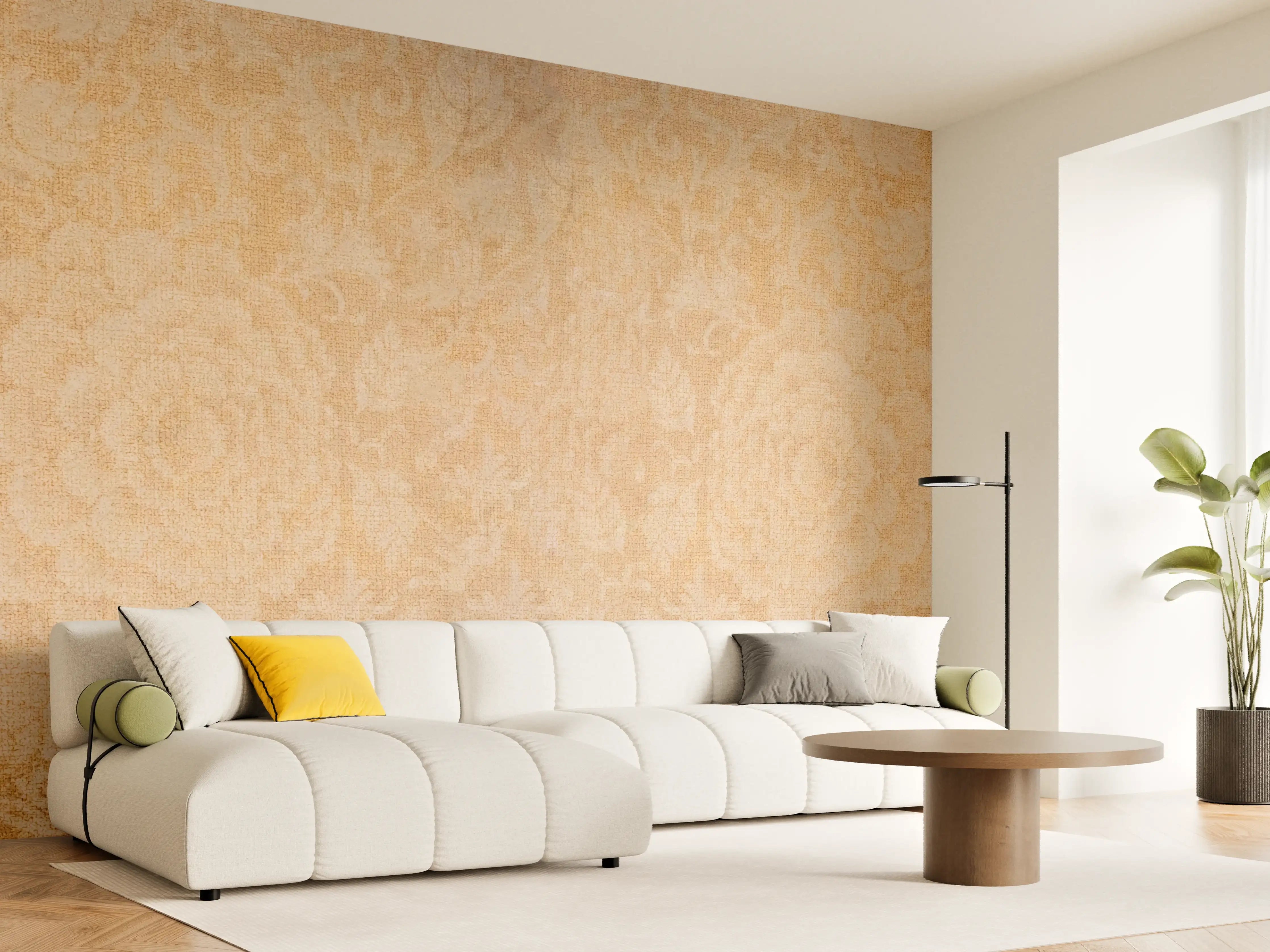 Wandverkleidung Wohnzimmer - Vintage Blumenmuster Fliesenbeige