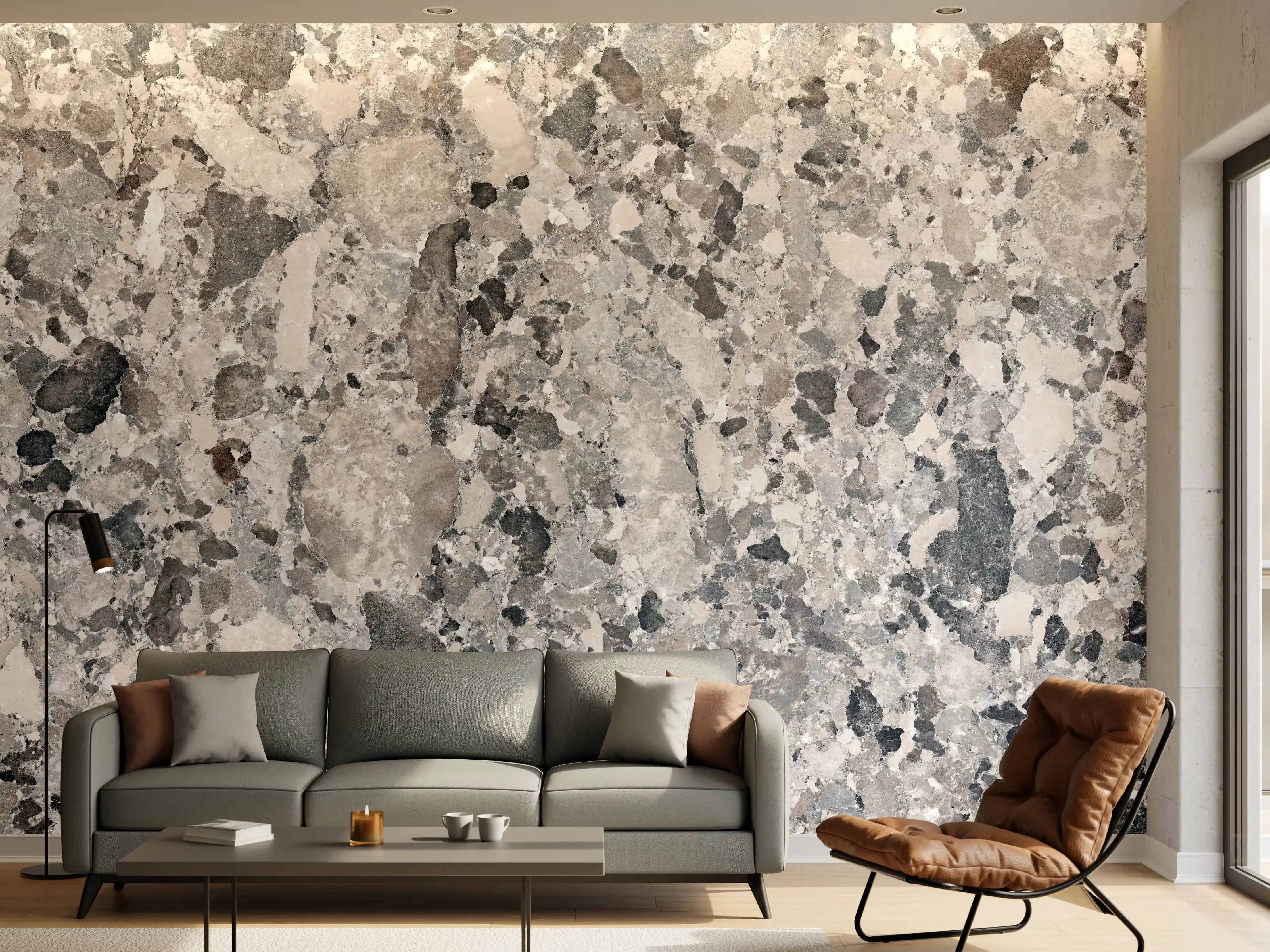 Wandverkleidung Wohnzimmer - Vintage Granit-Textur