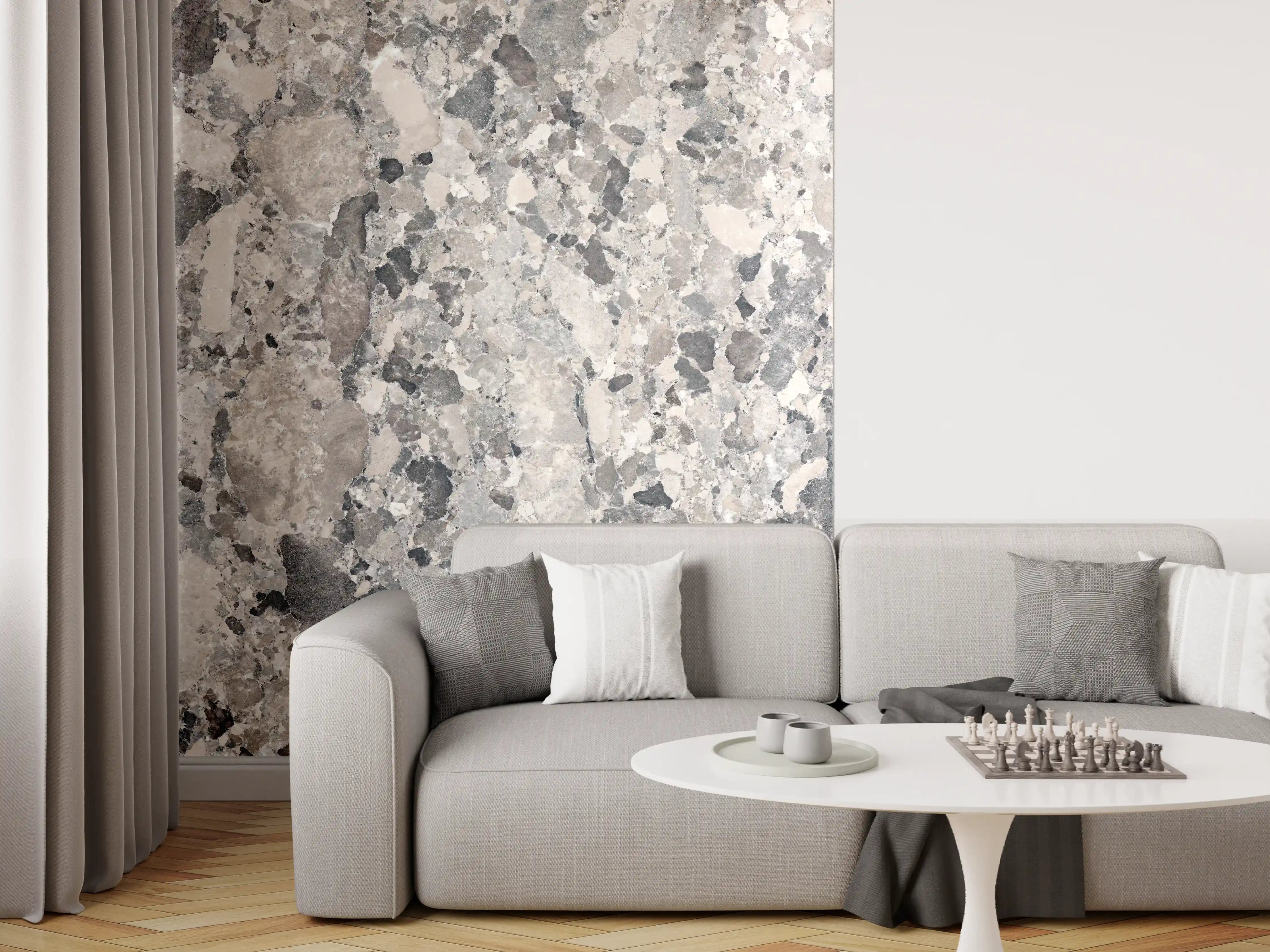 Wandverkleidung Wohnzimmer - Vintage Granit-Textur