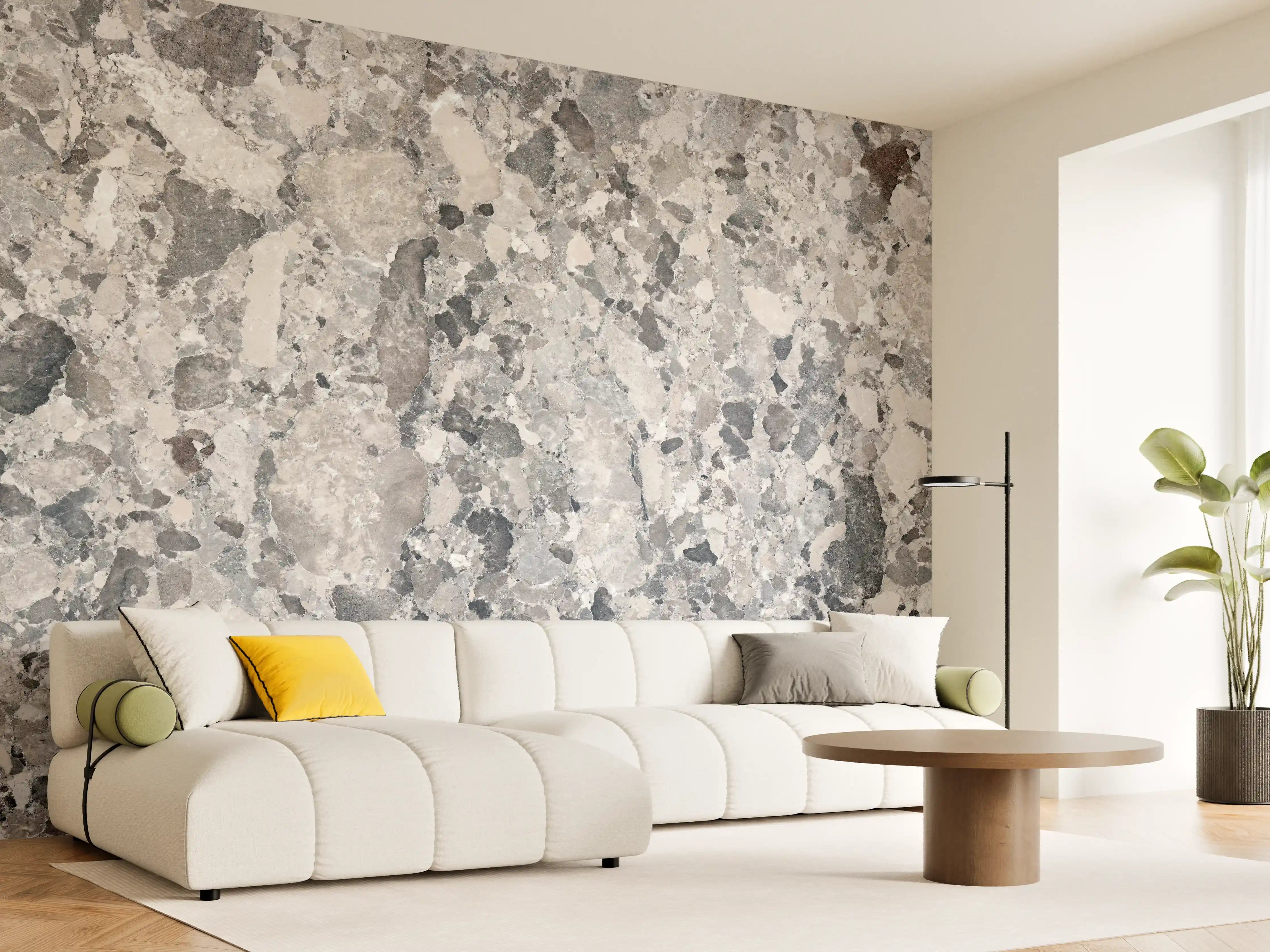 Wandverkleidung Wohnzimmer - Vintage Granit-Textur
