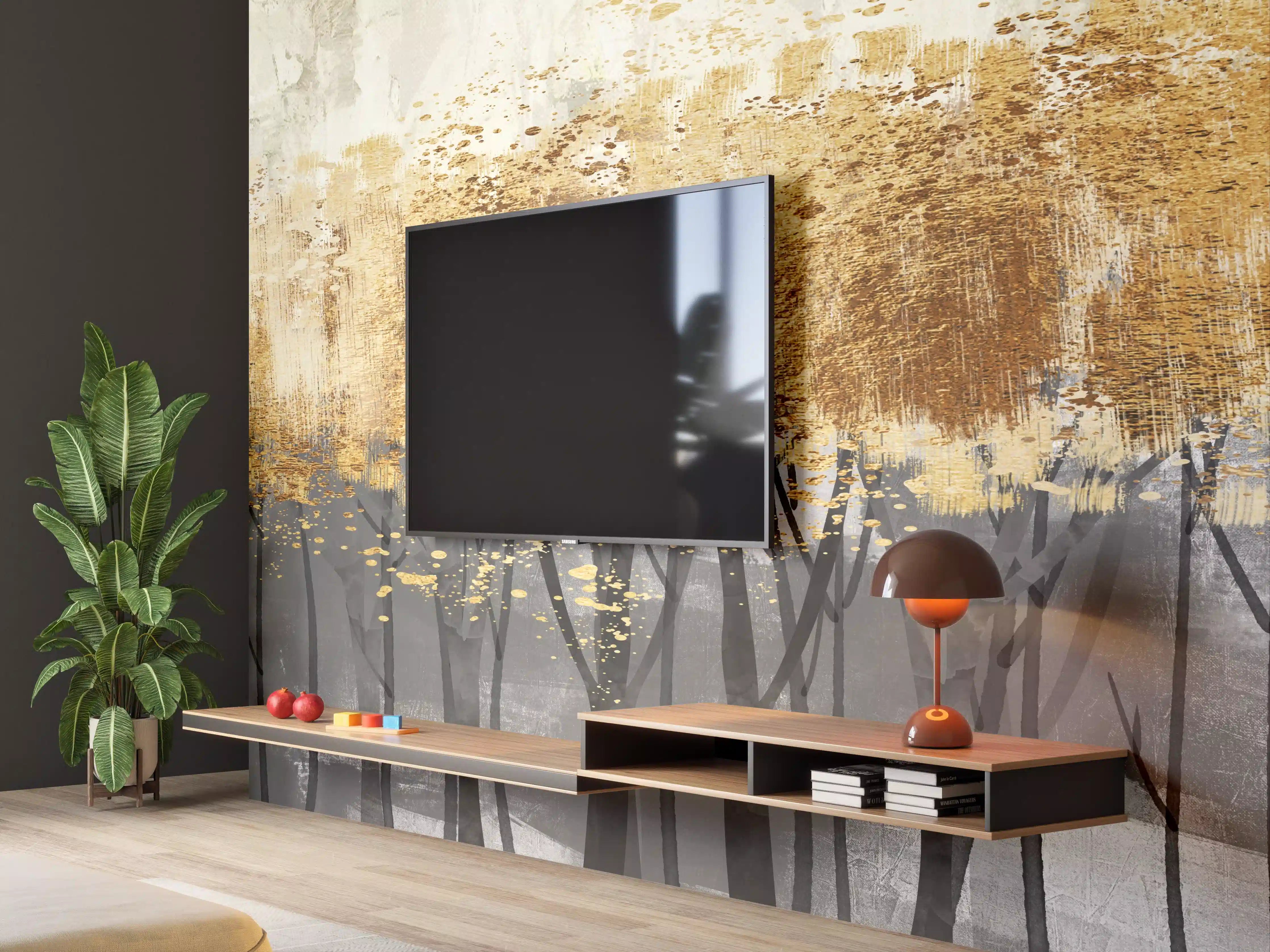 Wandverkleidung Wohnzimmer - Vintage Kunstmalerei