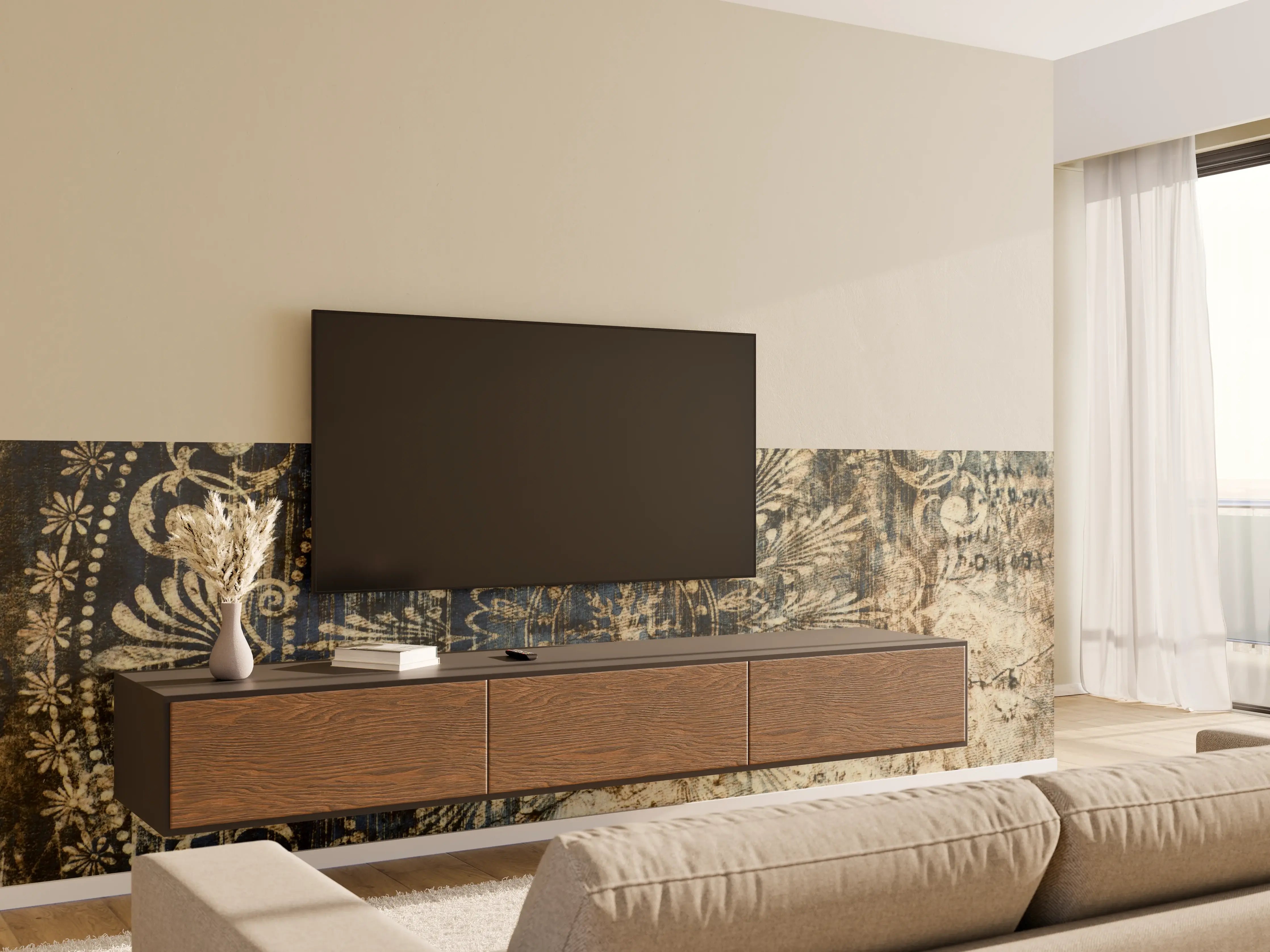 Wandverkleidung Wohnzimmer - Vintage-Muster mit Antik-Charme