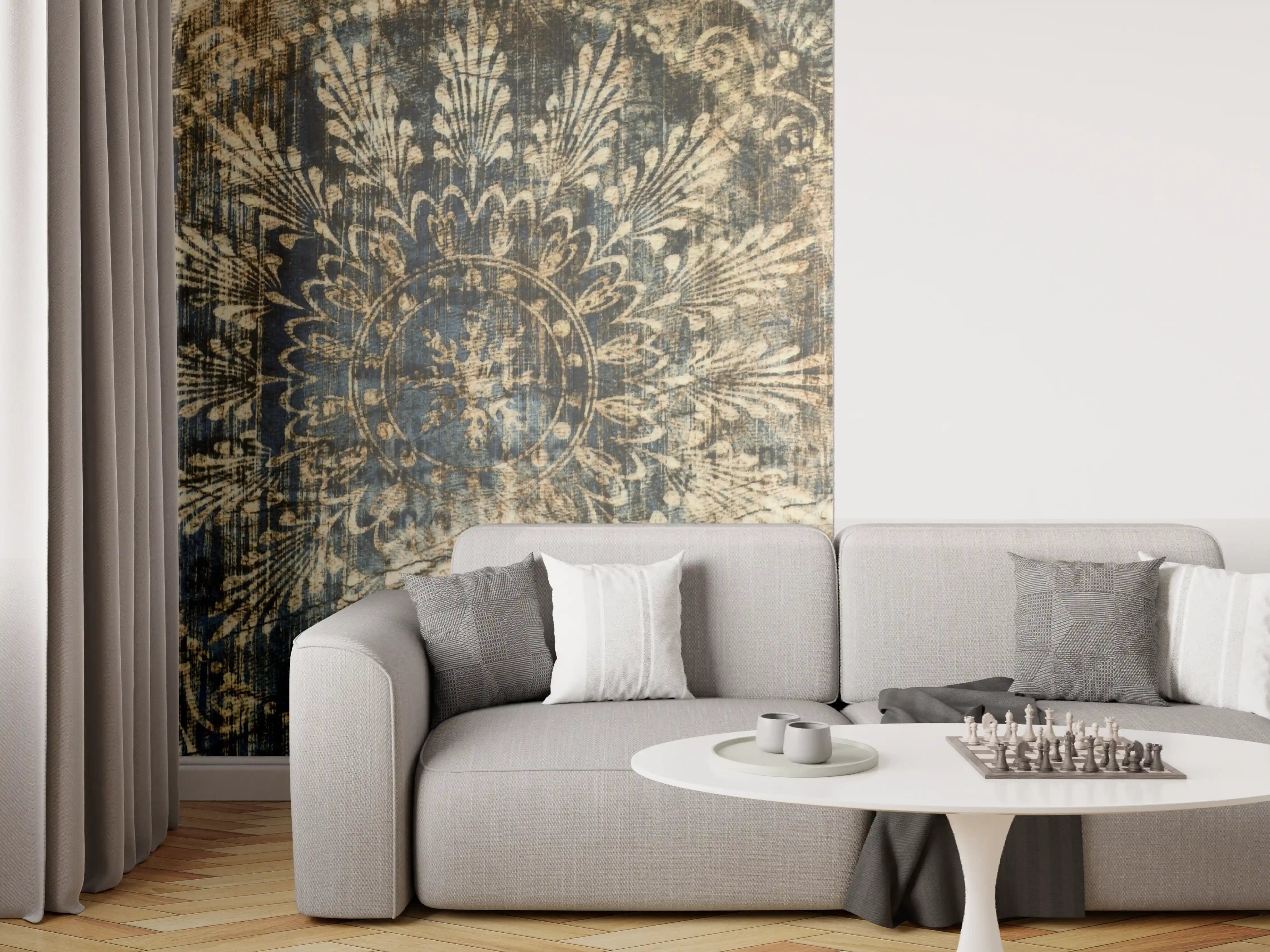 Wandverkleidung Wohnzimmer - Vintage-Muster mit Antik-Charme
