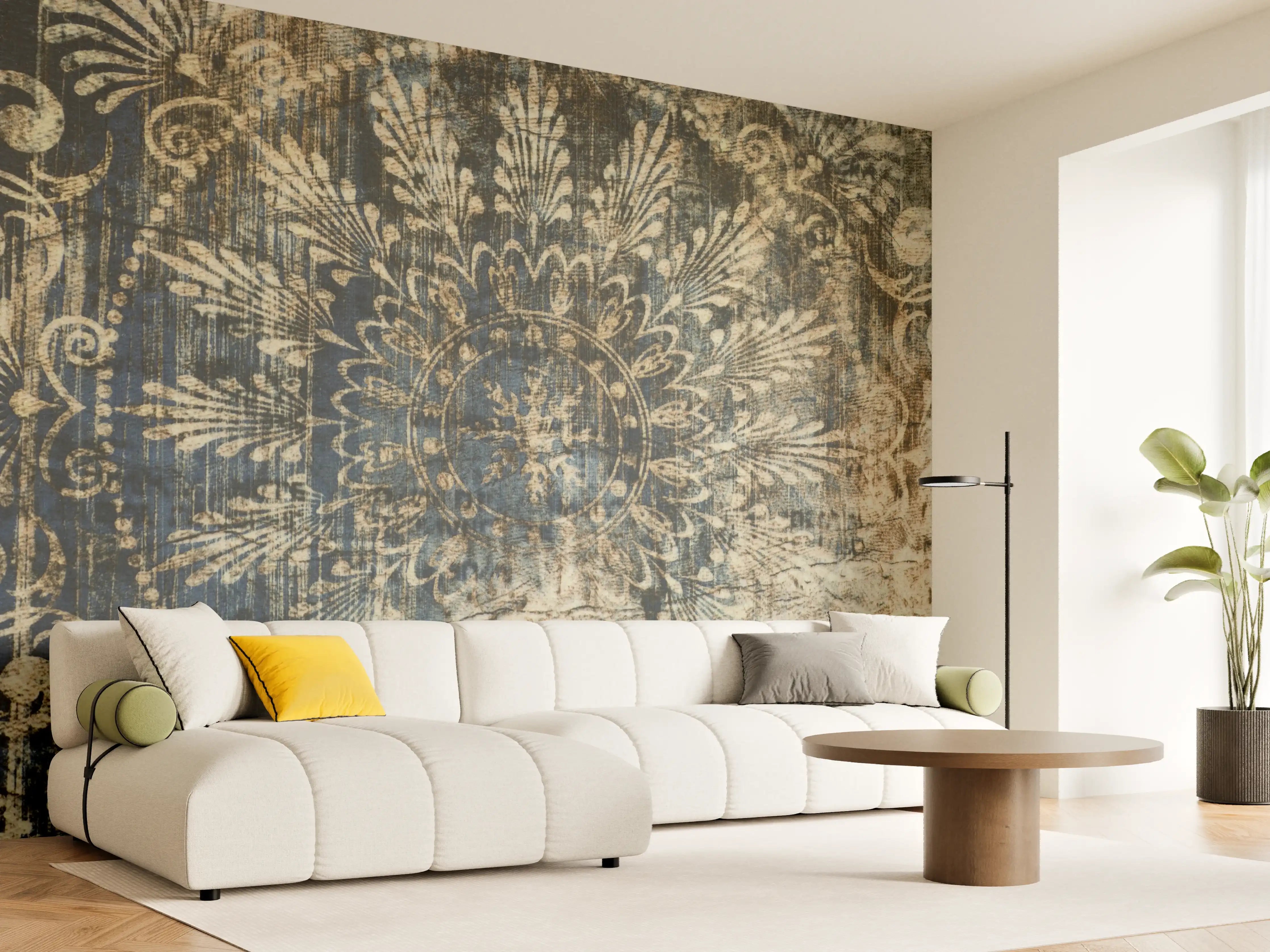 Wandverkleidung Wohnzimmer - Vintage-Muster mit Antik-Charme
