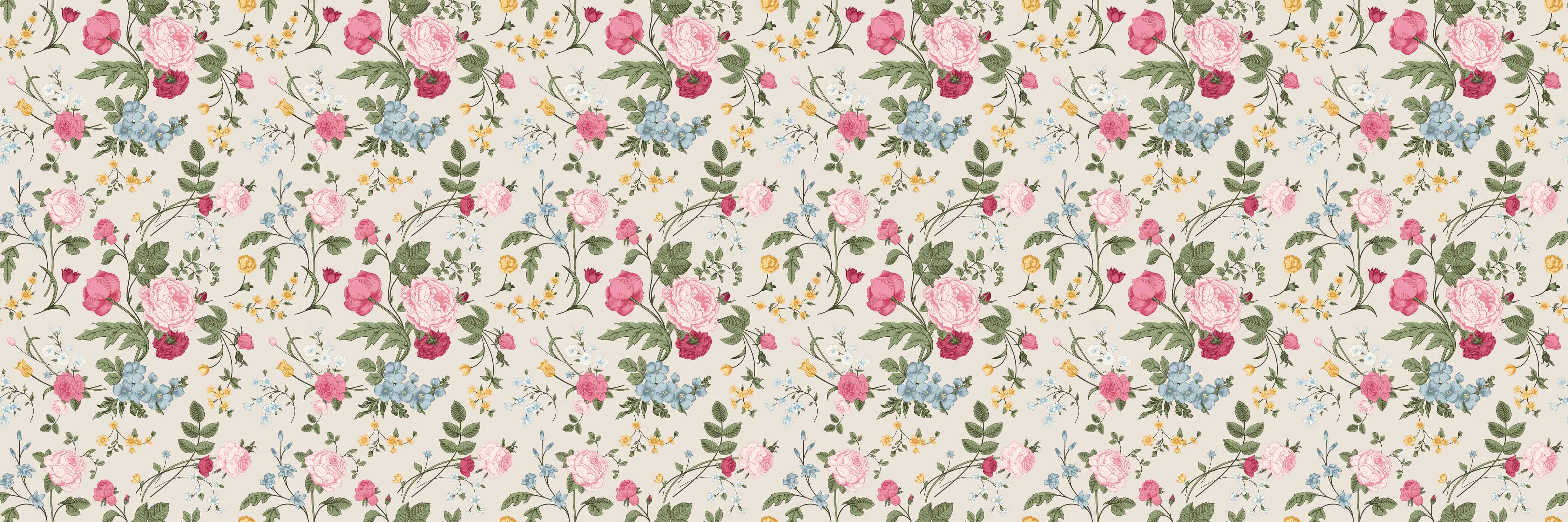 Wandverkleidung Wohnzimmer-Vintage Rosenmuster Rosa-Beige