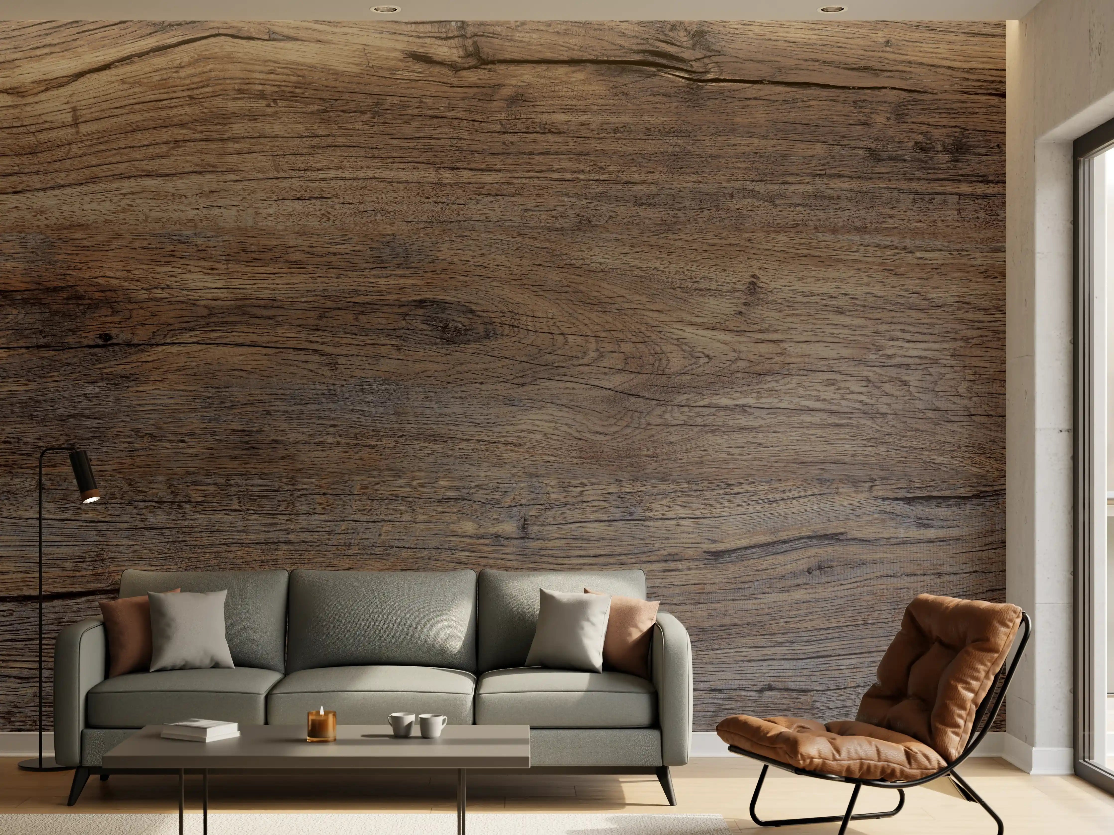 Wandverkleidung Wohnzimmer - Vintage gräuliche Holztextur