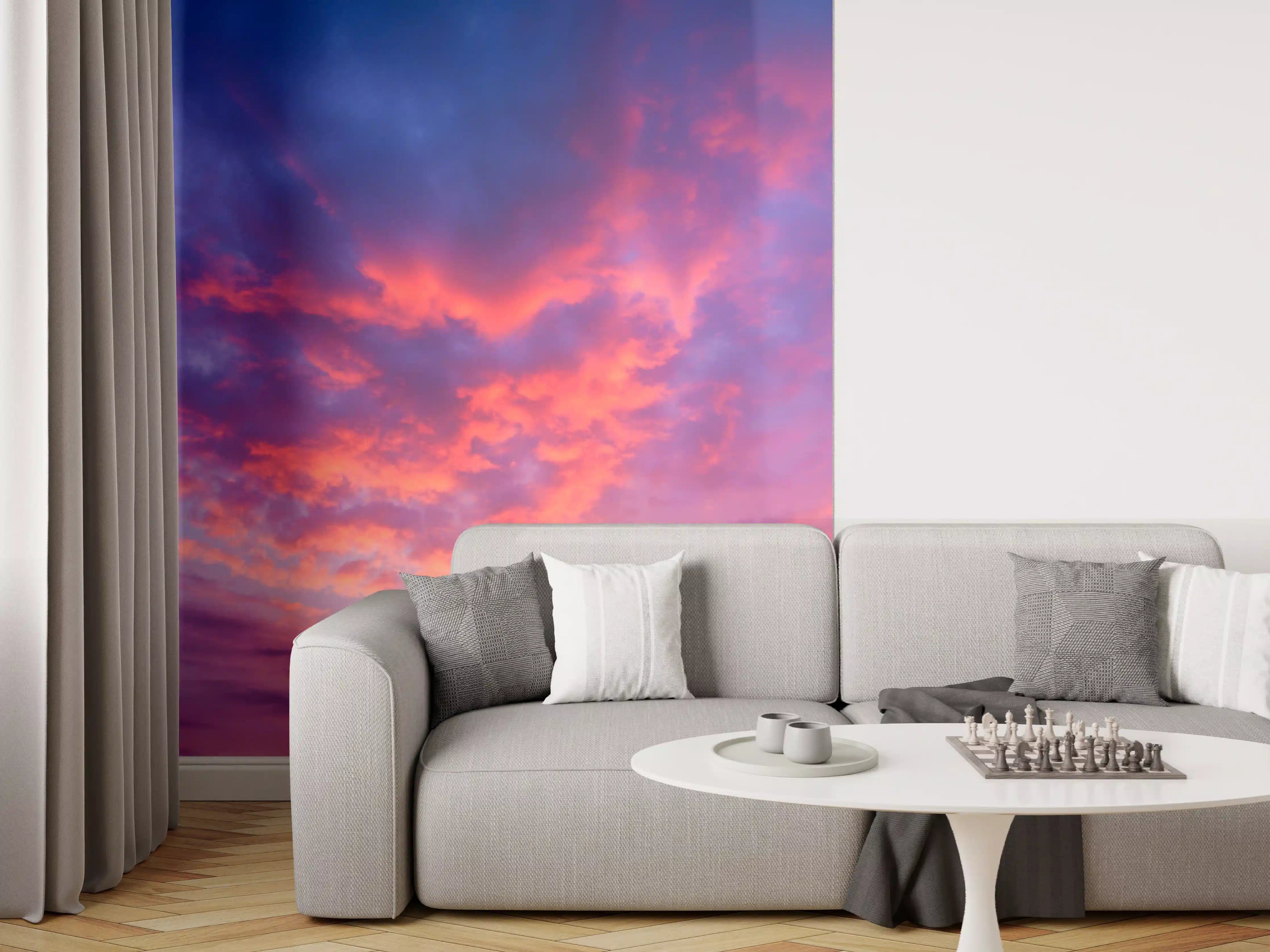 Wandverkleidung Wohnzimmer - Violett-Pinker Sonnenuntergang