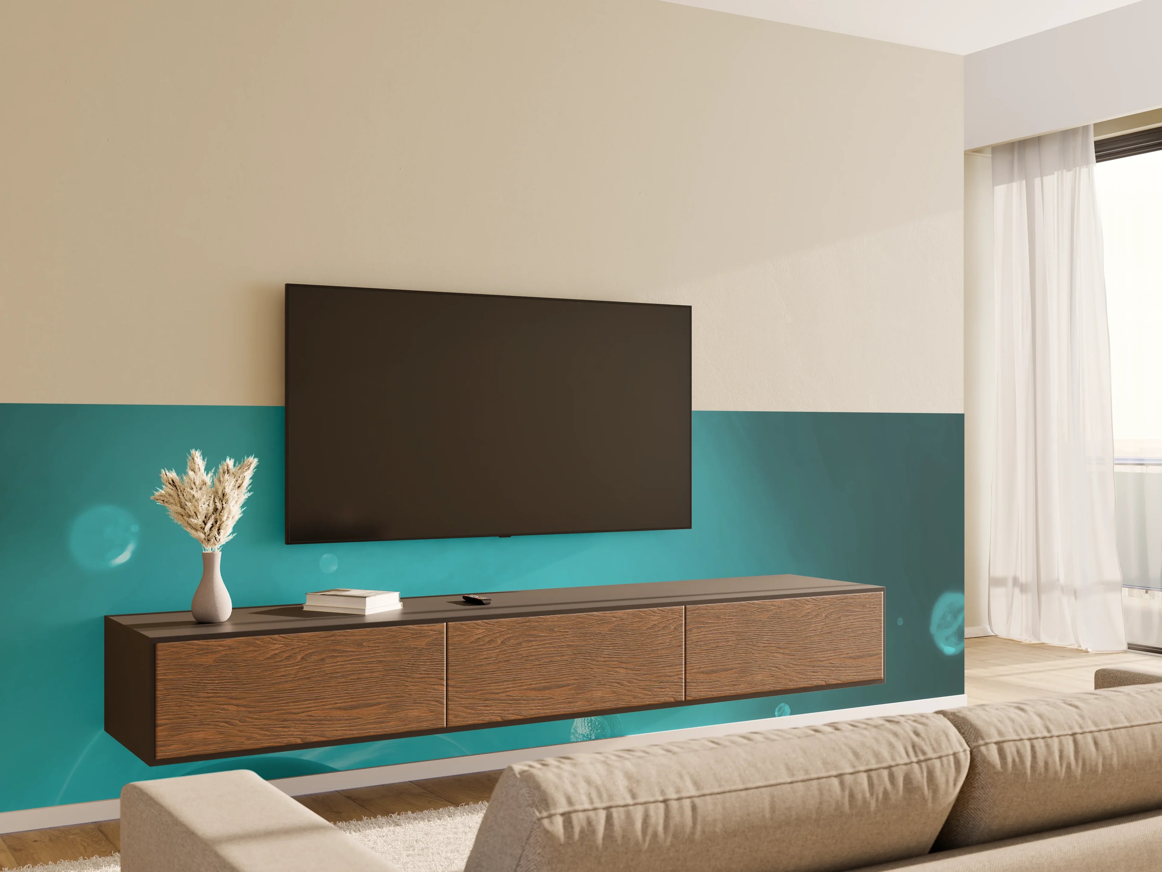 Wandverkleidung Wohnzimmer - Wässriger Tauchgang