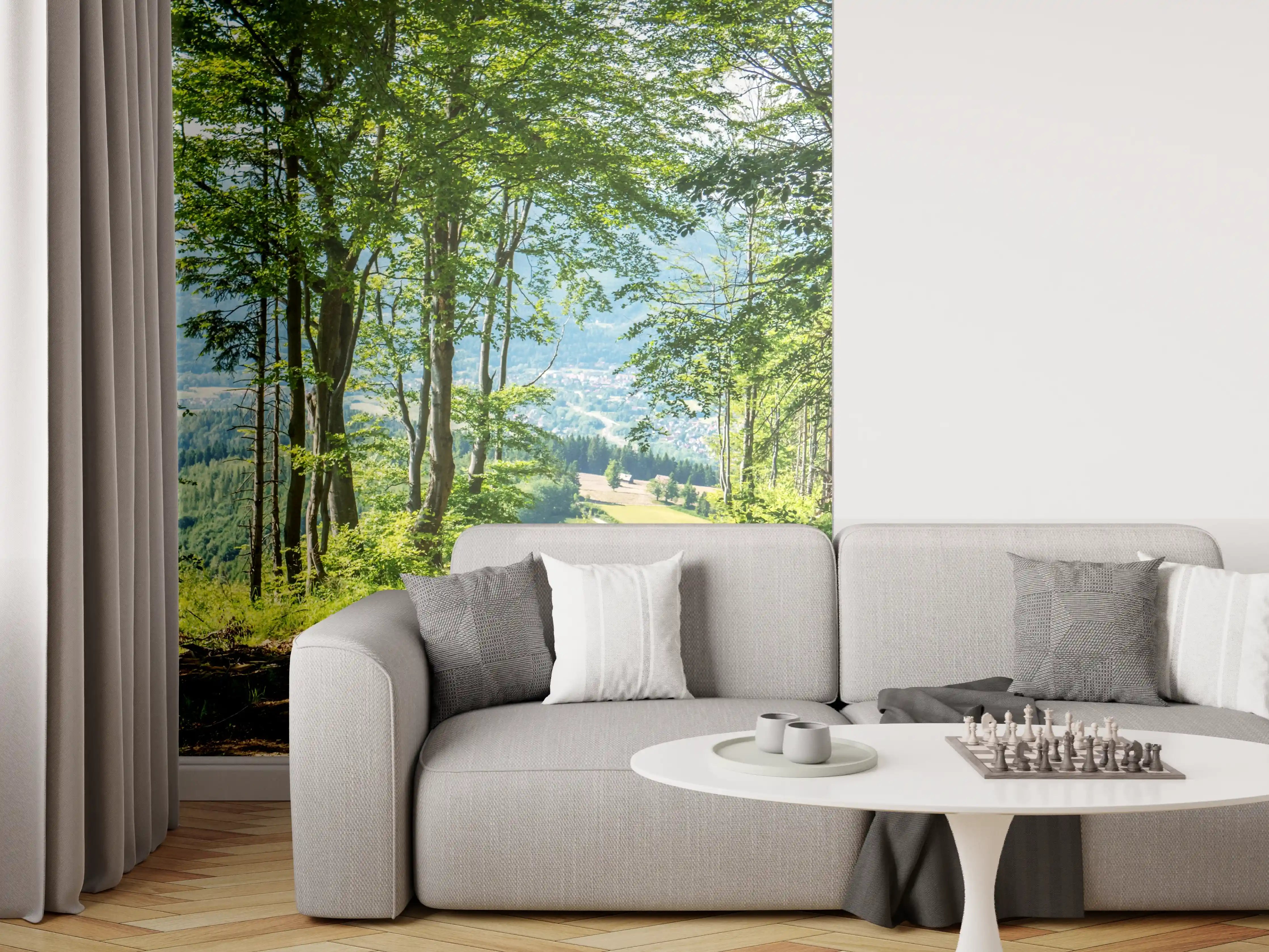 Wandverkleidung Wohnzimmer - Waldweg Beskiden Polen