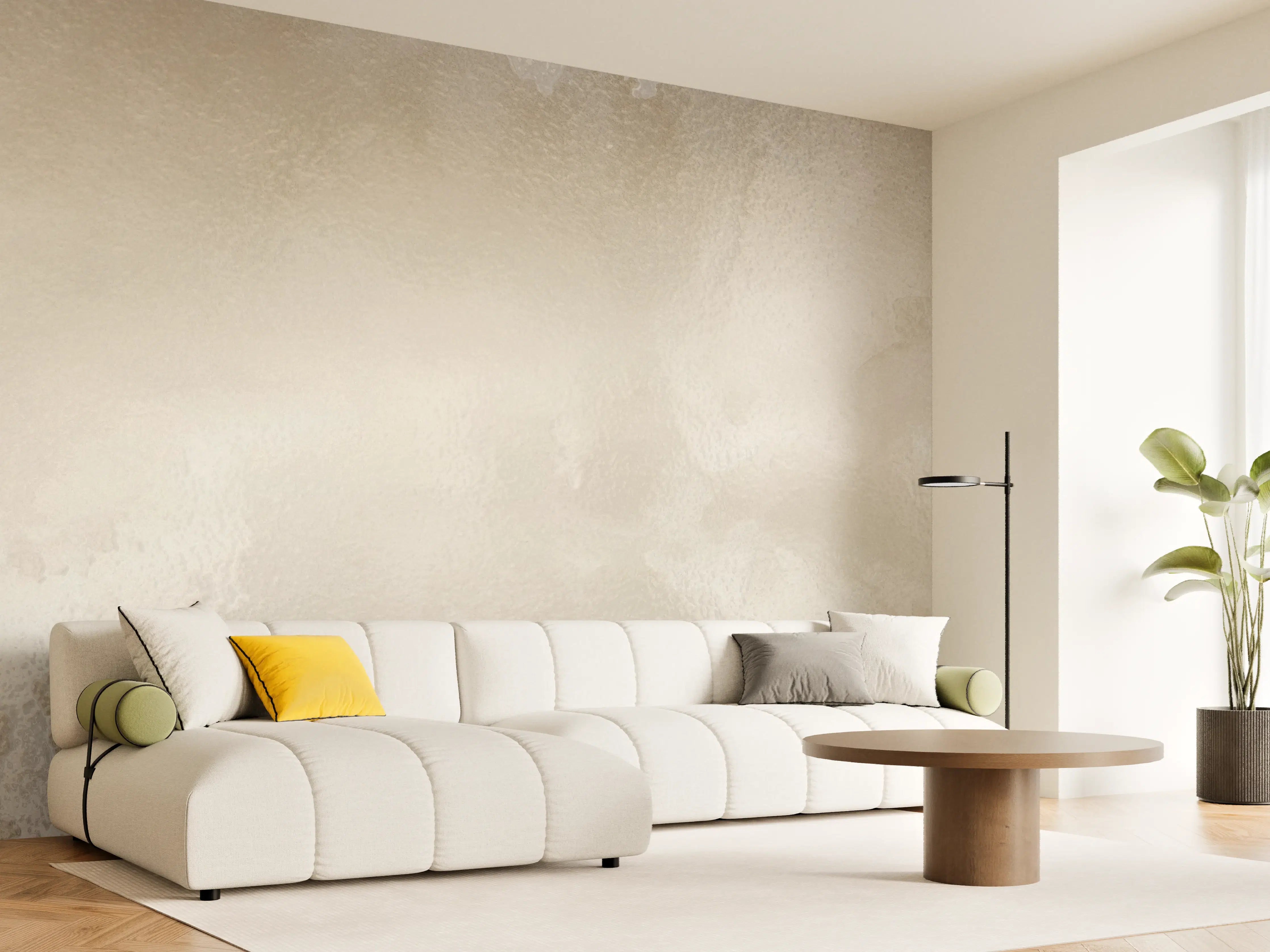 Wandverkleidung Wohnzimmer - Wand aus Naturstein mit warmer Optik