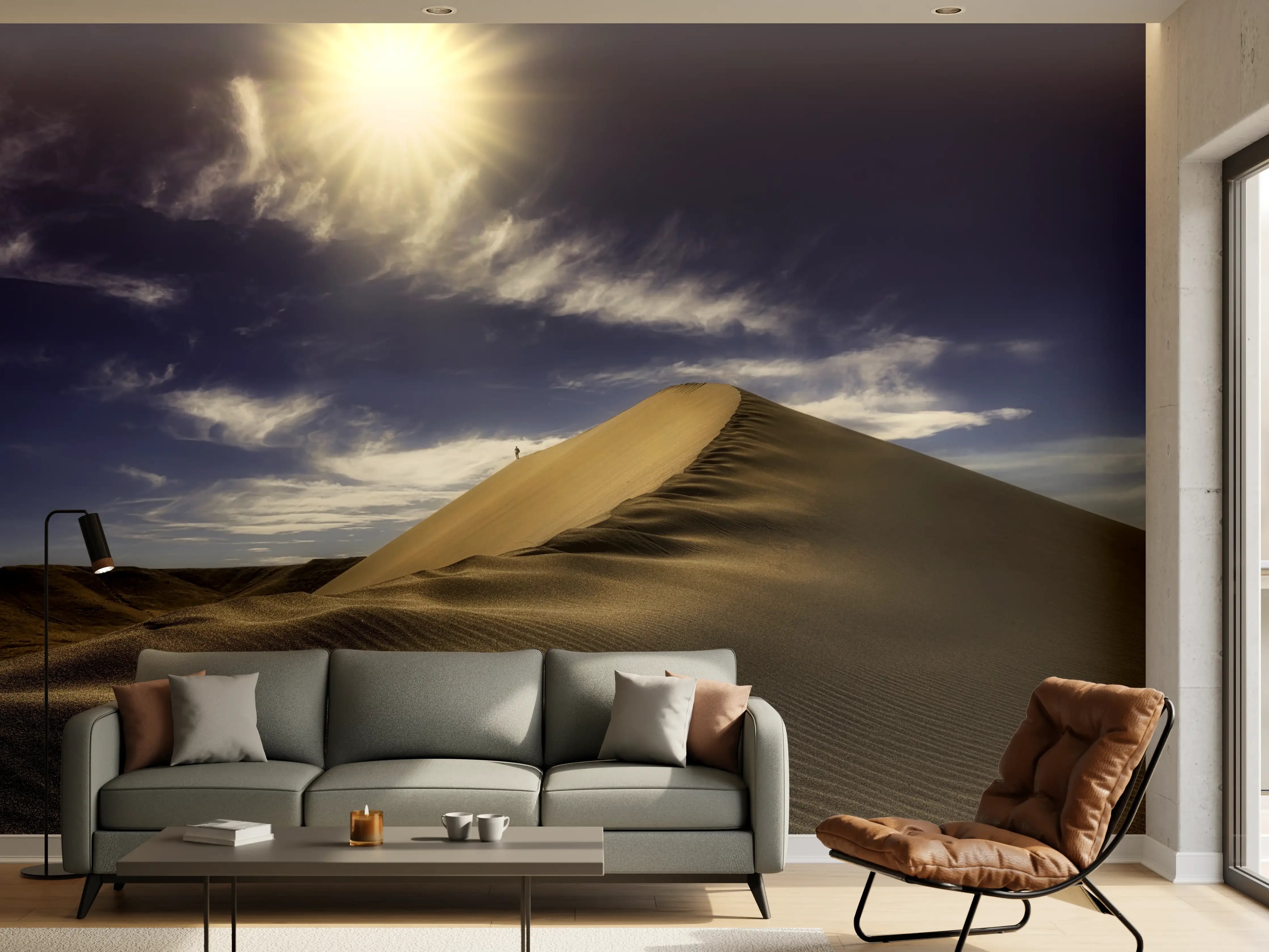 Wandverkleidung Wohnzimmer - Wanderer in der Wüste