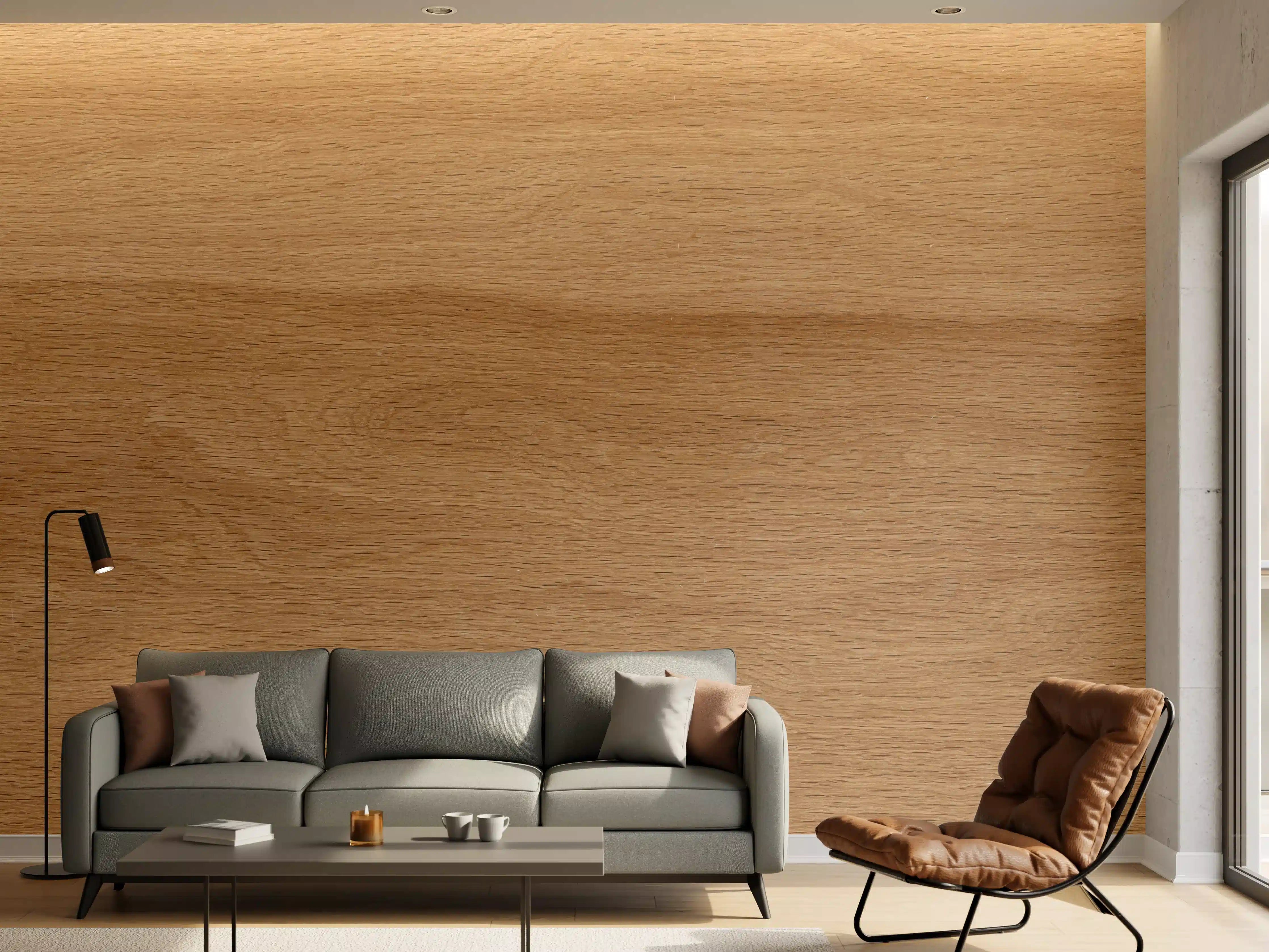 Wandverkleidung Wohnzimmer - Warmbraune Eichenholz-Textur