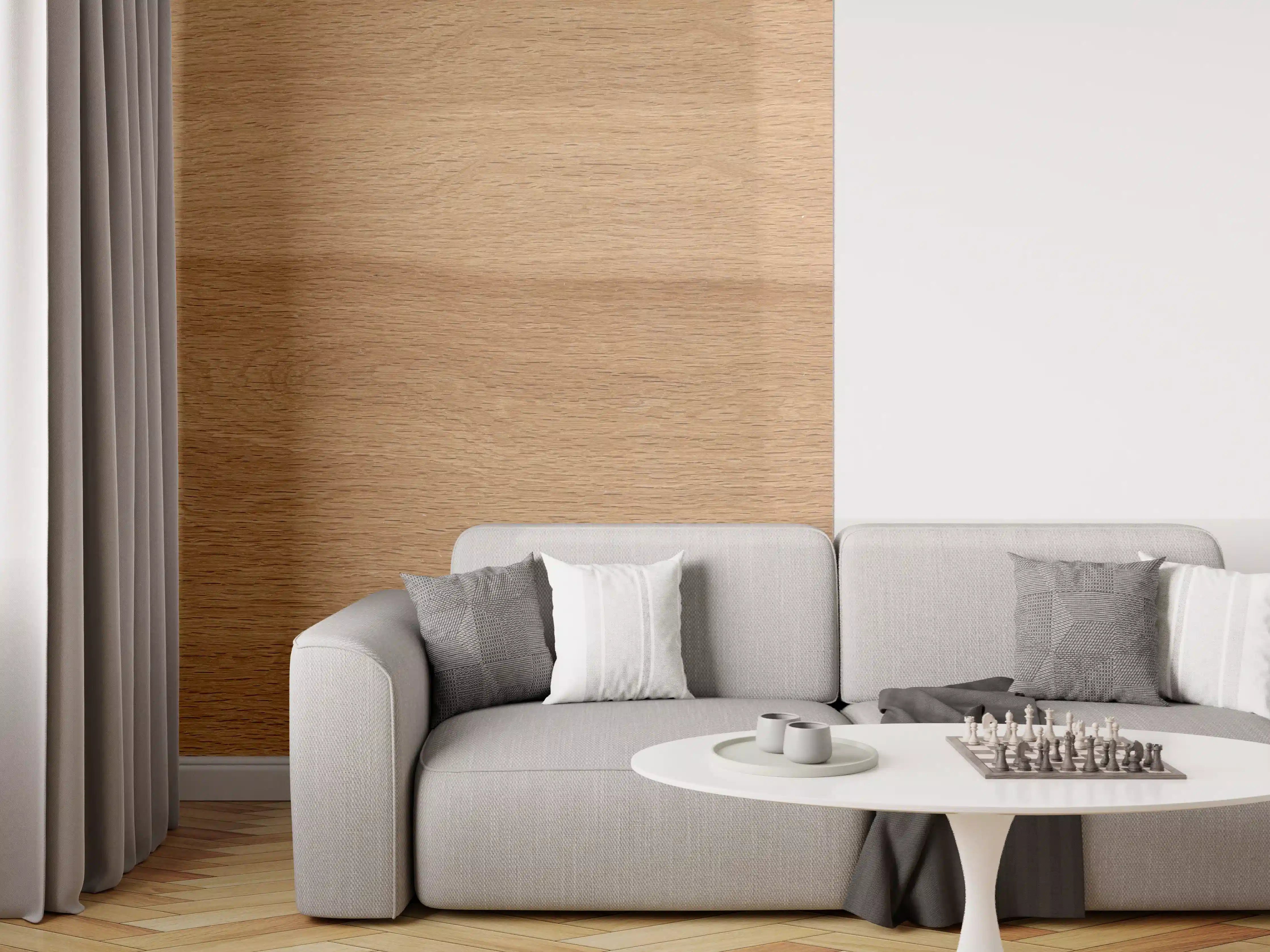 Wandverkleidung Wohnzimmer - Warmbraune Eichenholz-Textur