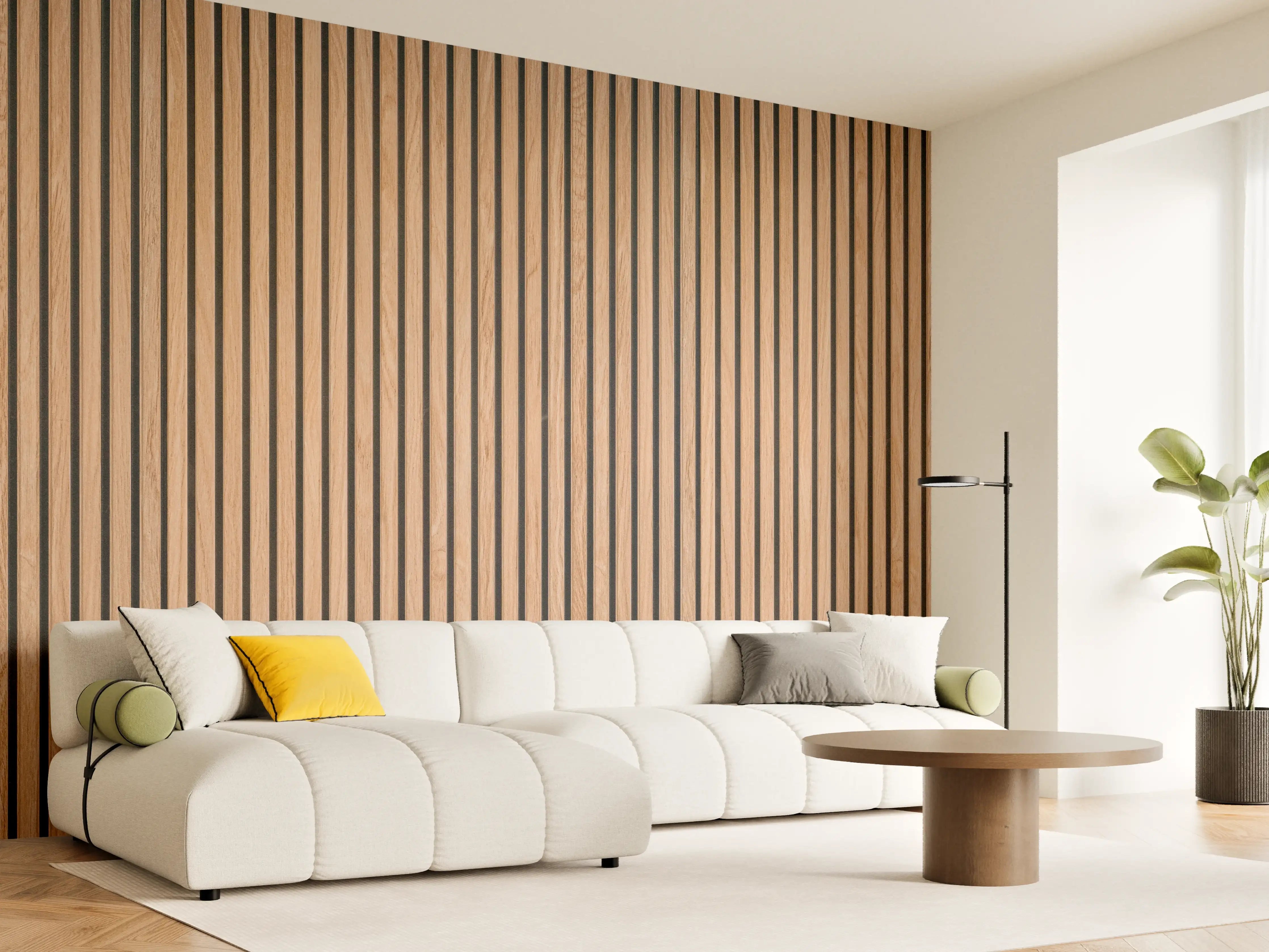 Wandverkleidung Wohnzimmer - Warme Holzlamellen