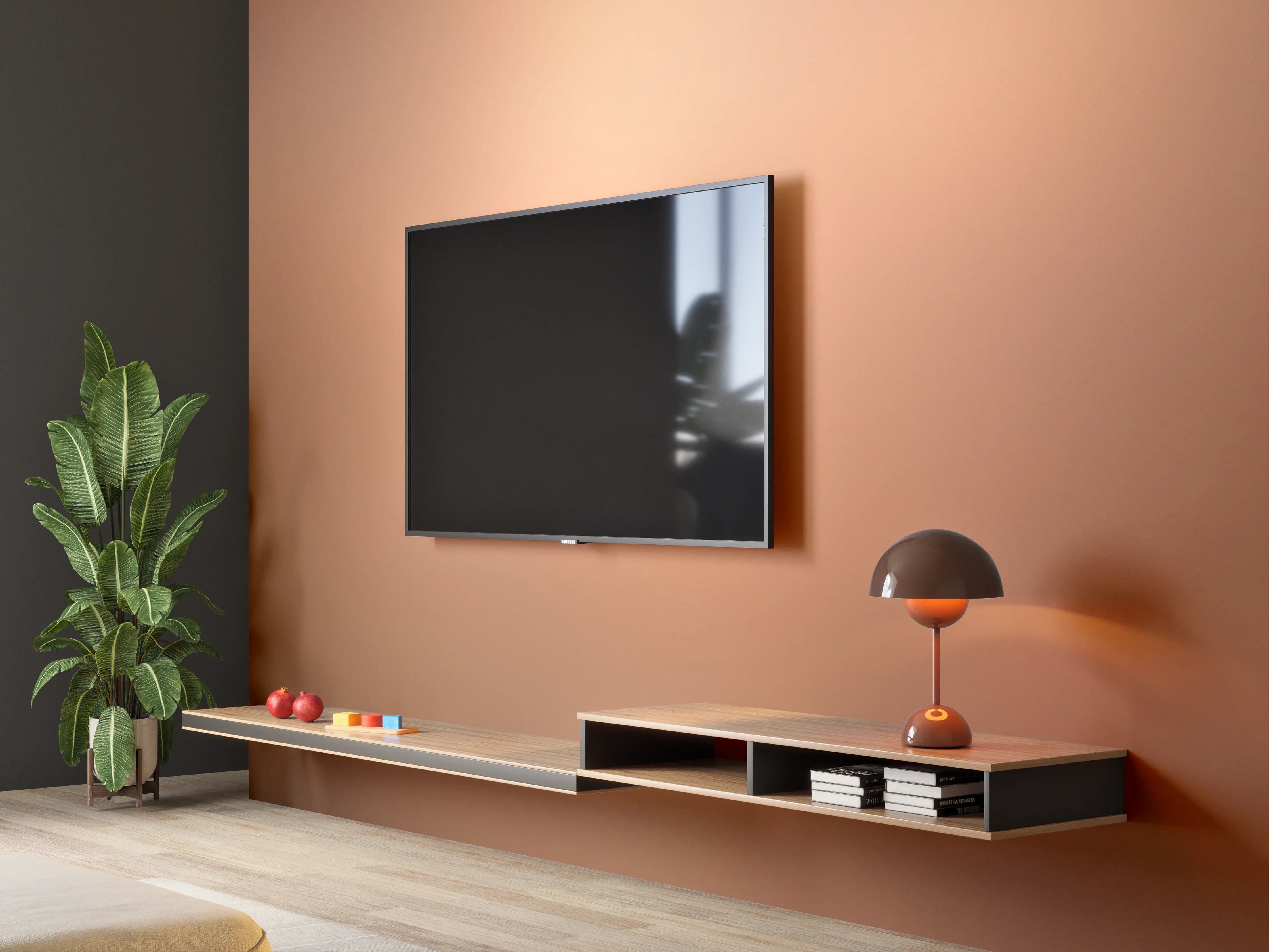 Wandverkleidung Wohnzimmer - Warmes, neutrales Farbenspiel