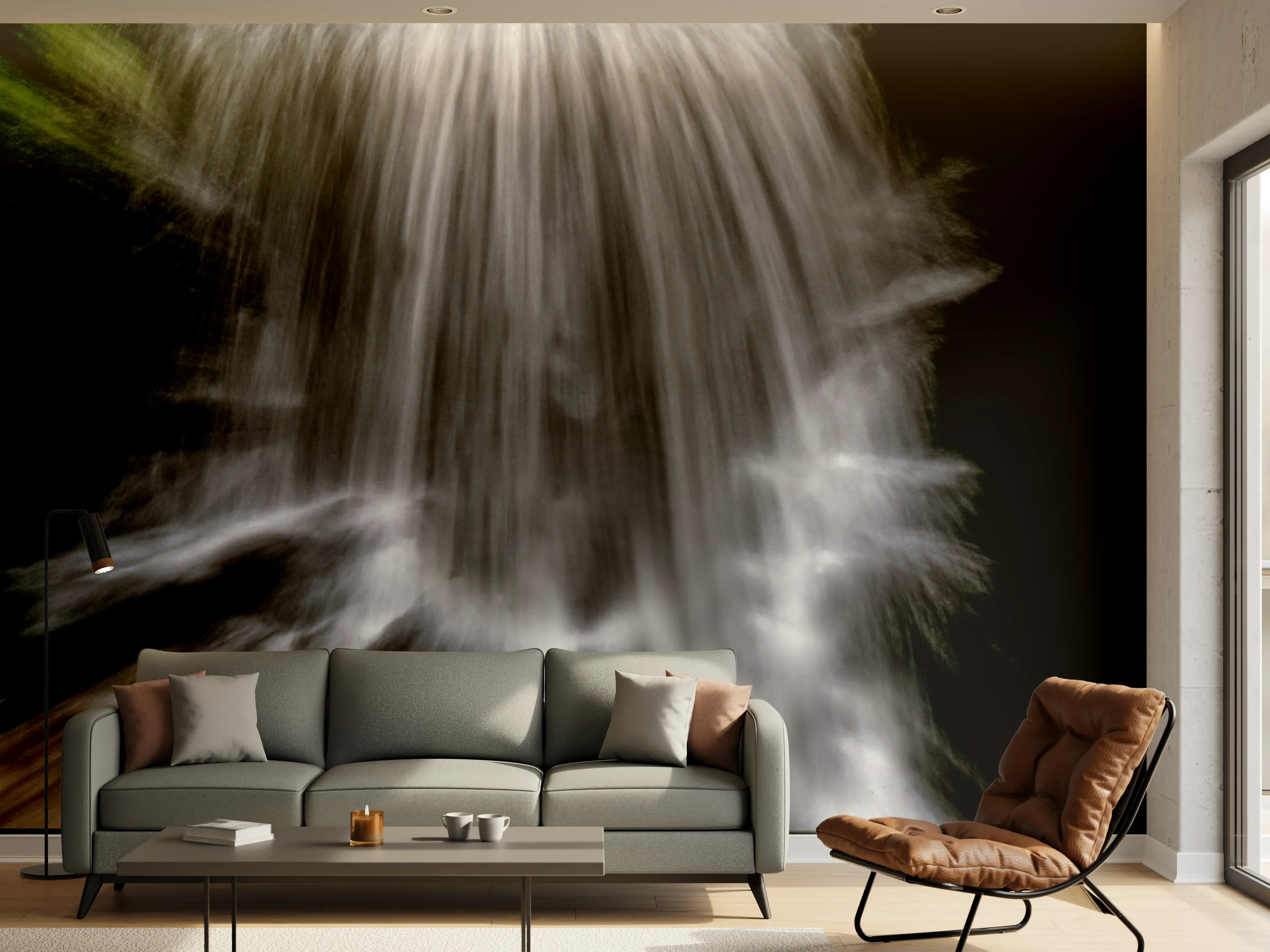 Wandverkleidung Wohnzimmer - Wasserfall Naturaufnahme