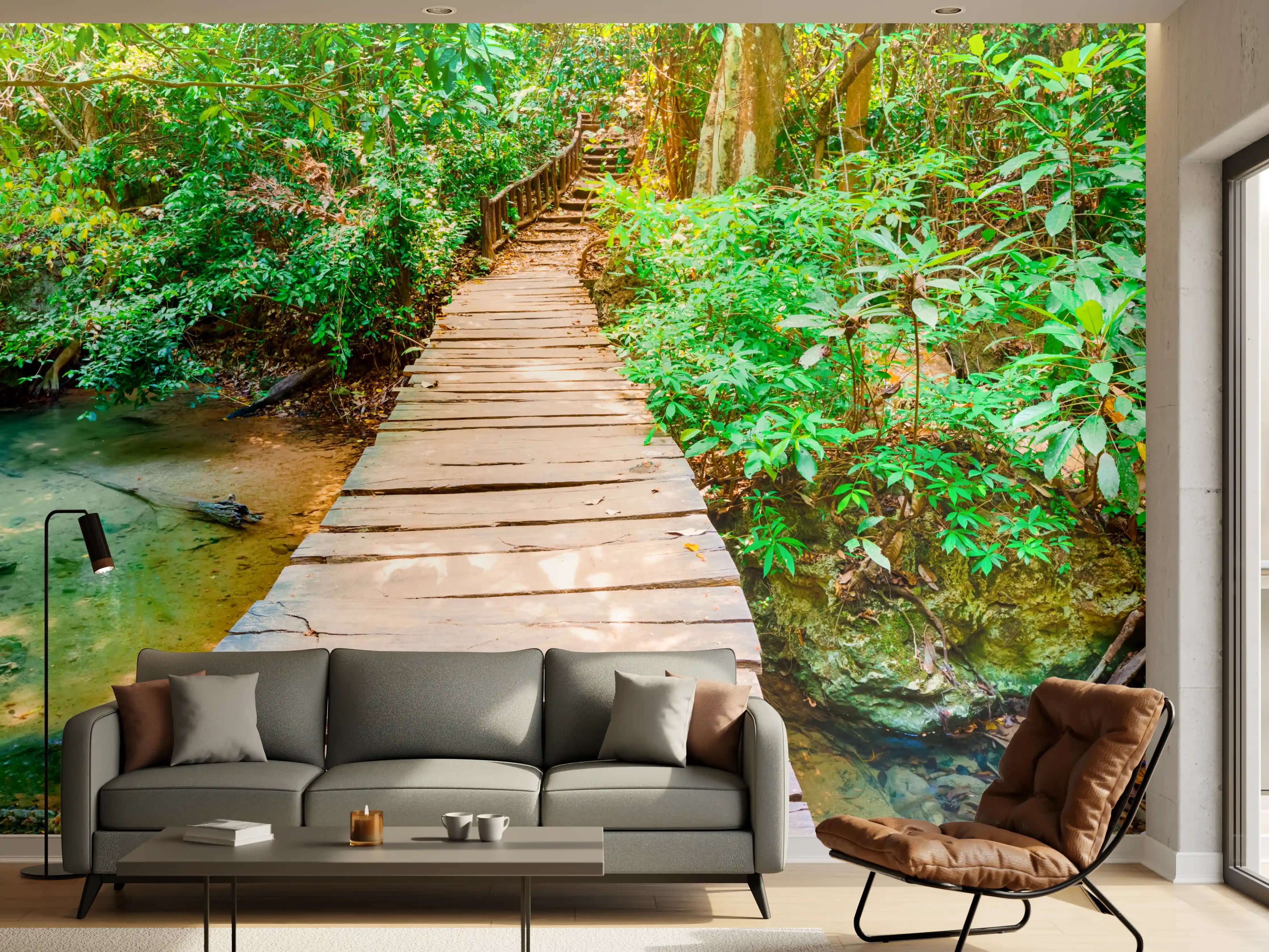 Wandverkleidung Wohnzimmer - Wasserfall im Erawan-Nationalpark