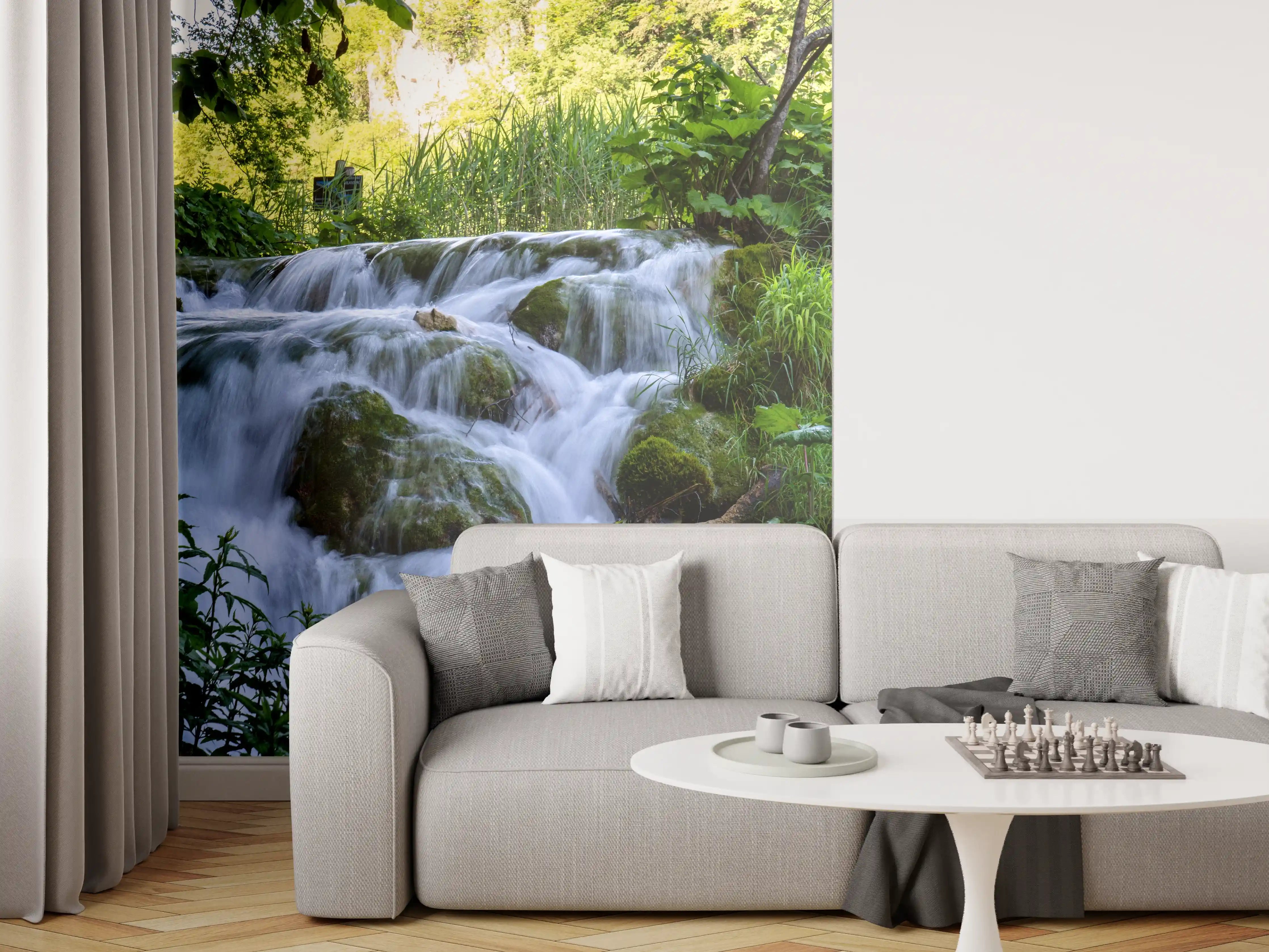Wandverkleidung Wohnzimmer - Wasserfall im Nationalpark Plitvicer Seen