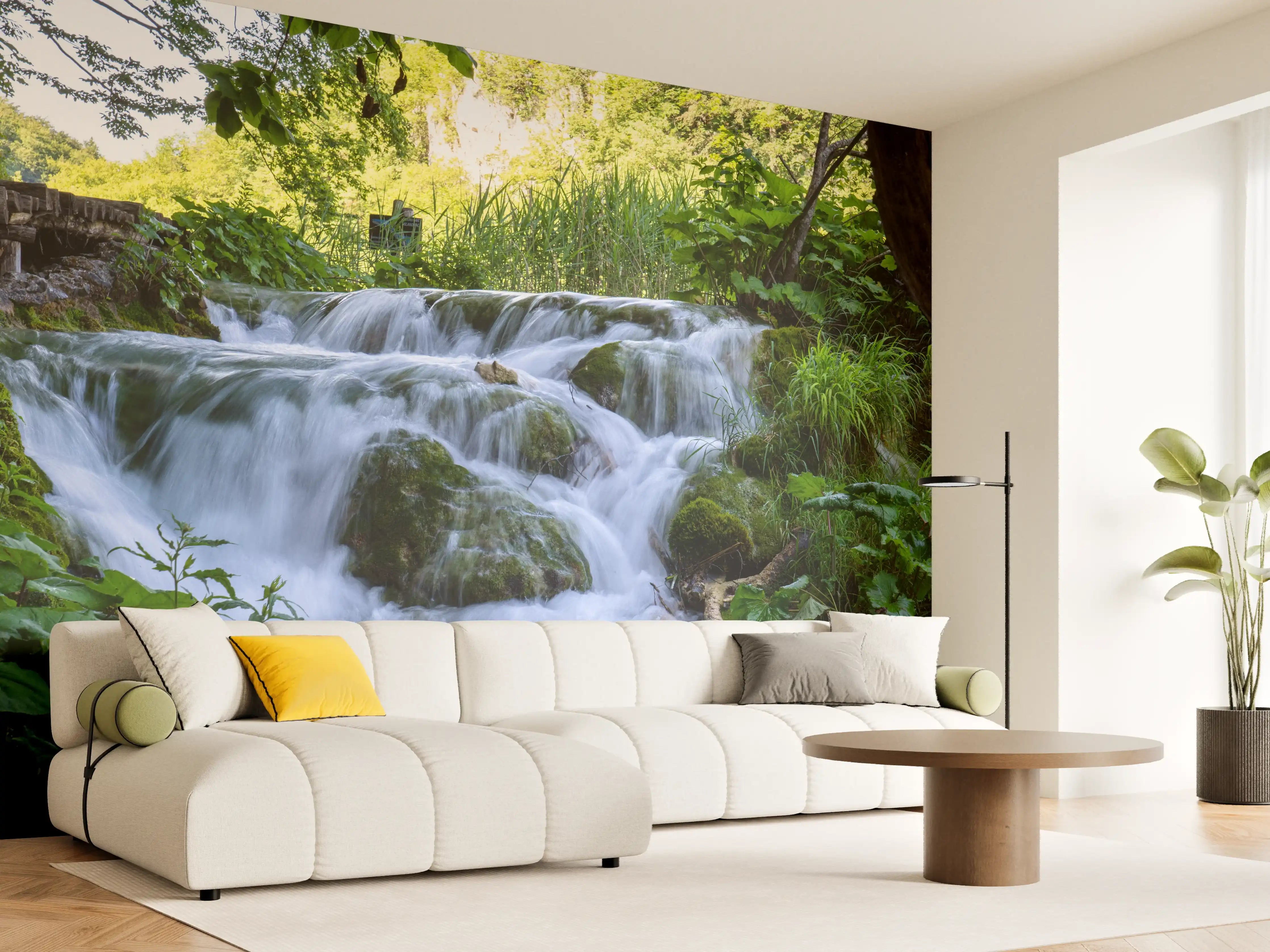 Wandverkleidung Wohnzimmer - Wasserfall im Nationalpark Plitvicer Seen