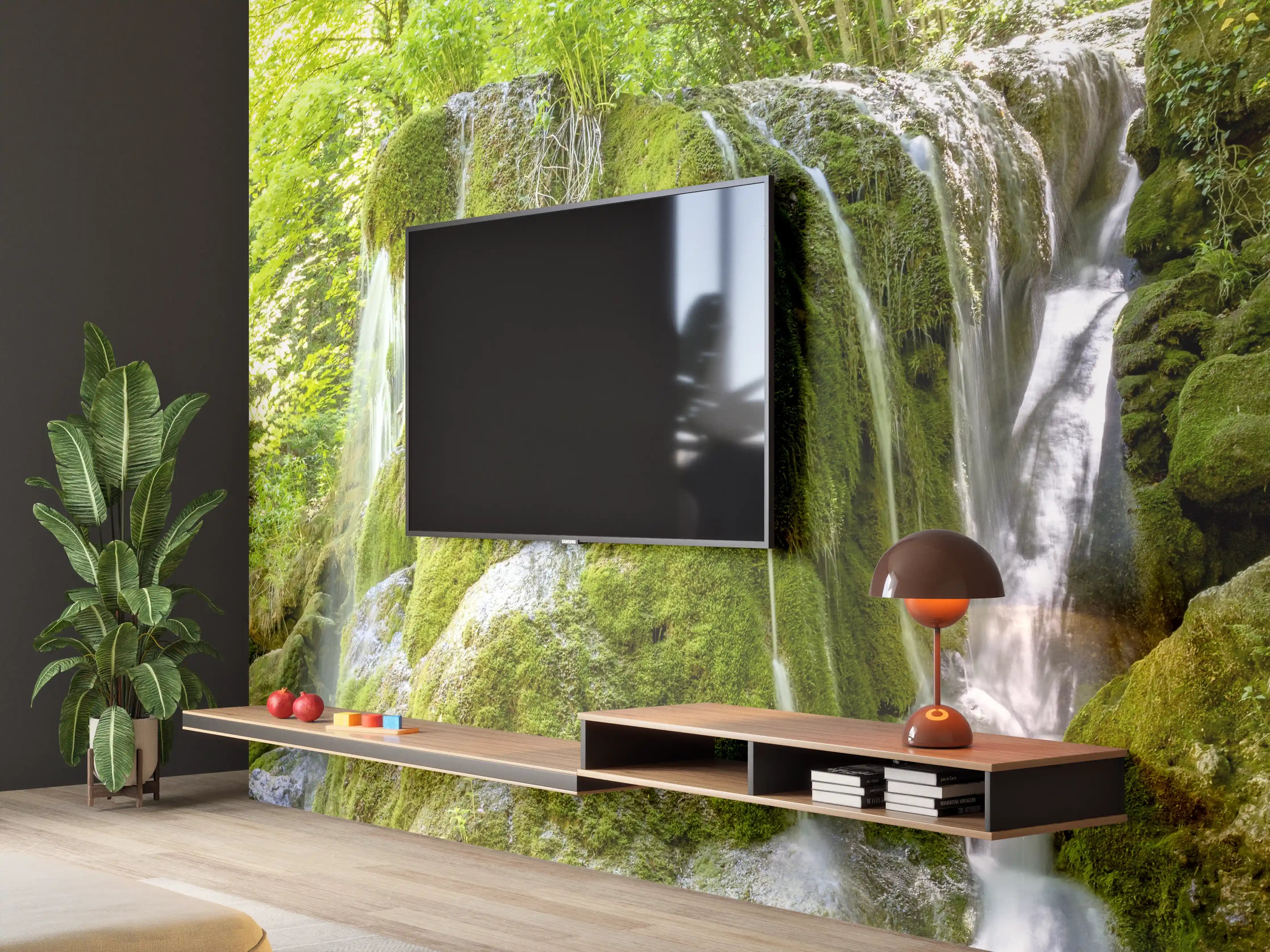 Wandverkleidung Wohnzimmer - Wasserfall im Wald - Sevastopol