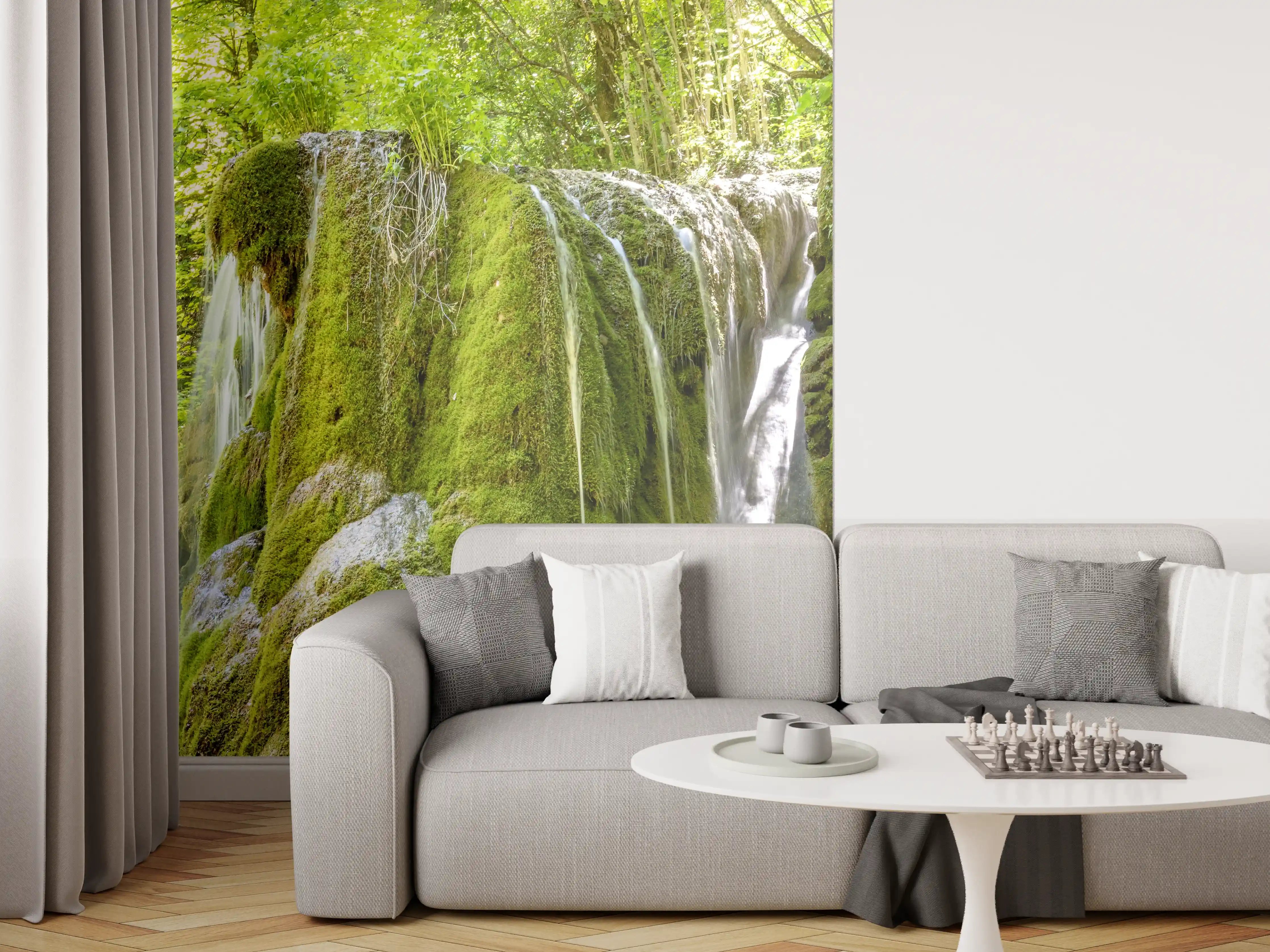 Wandverkleidung Wohnzimmer - Wasserfall im Wald - Sevastopol