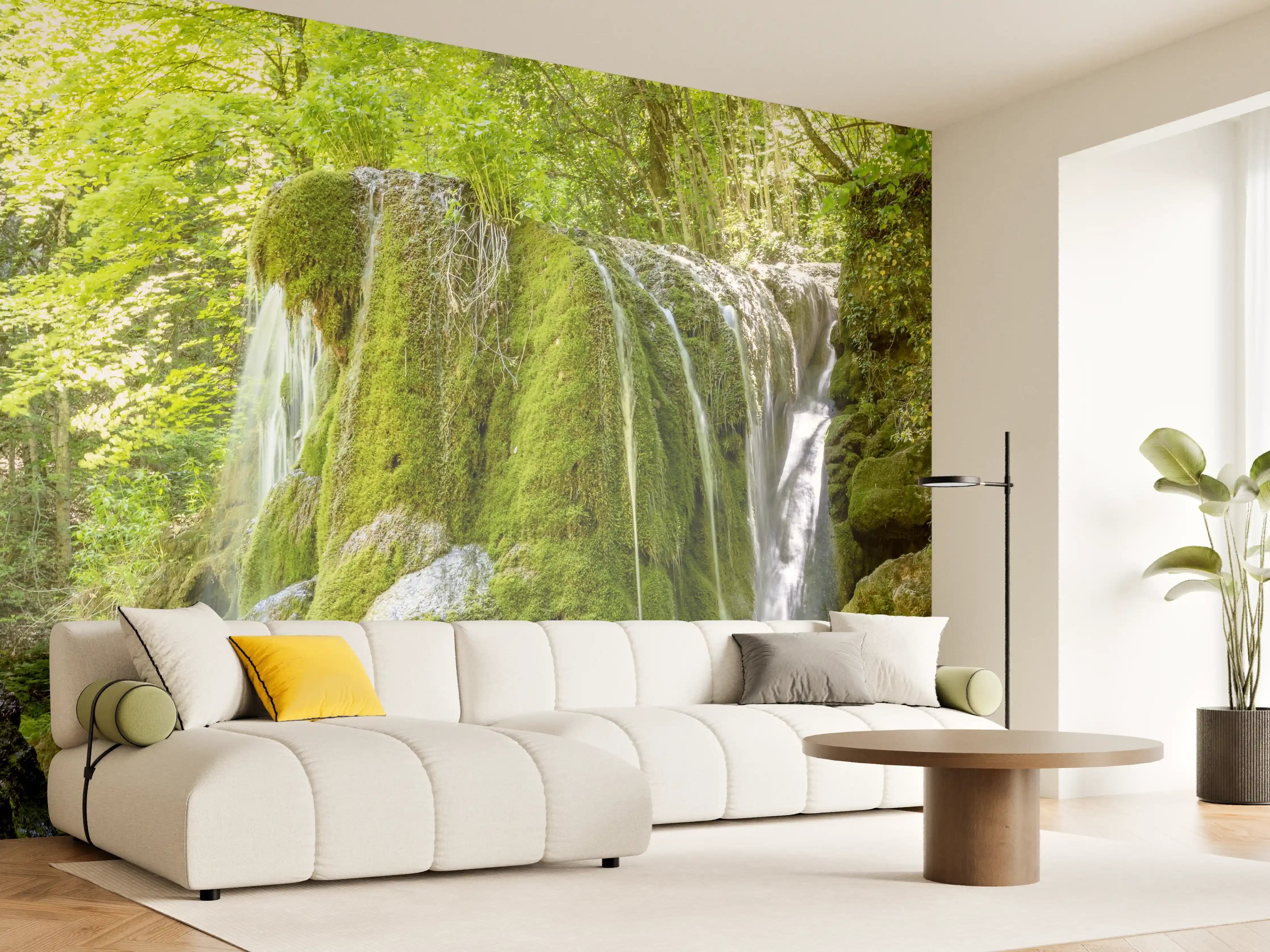 Wandverkleidung Wohnzimmer - Wasserfall im Wald - Sevastopol