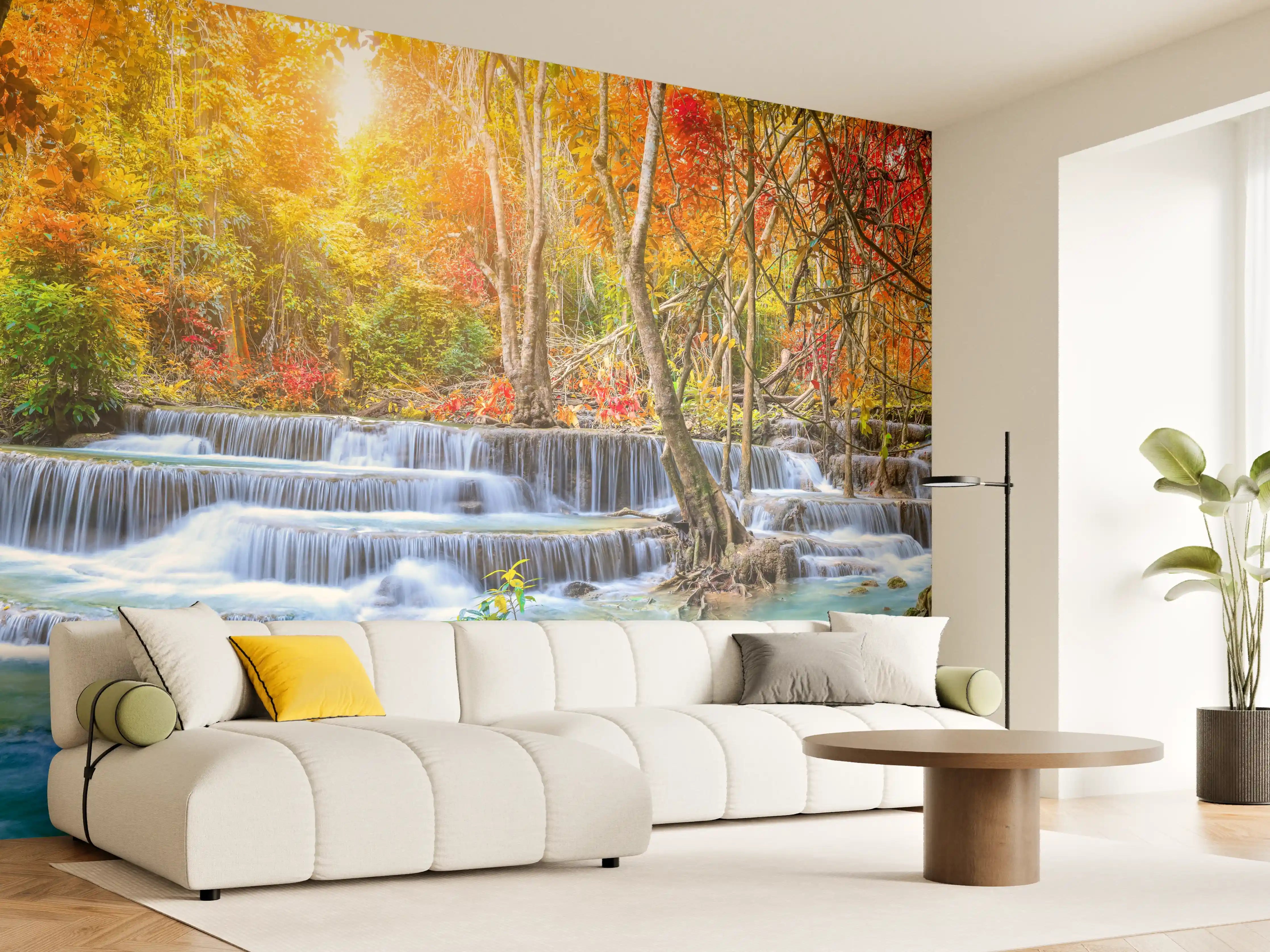 Wandverkleidung Wohnzimmer - Wasserfall im Wald Thailand Nationalparks