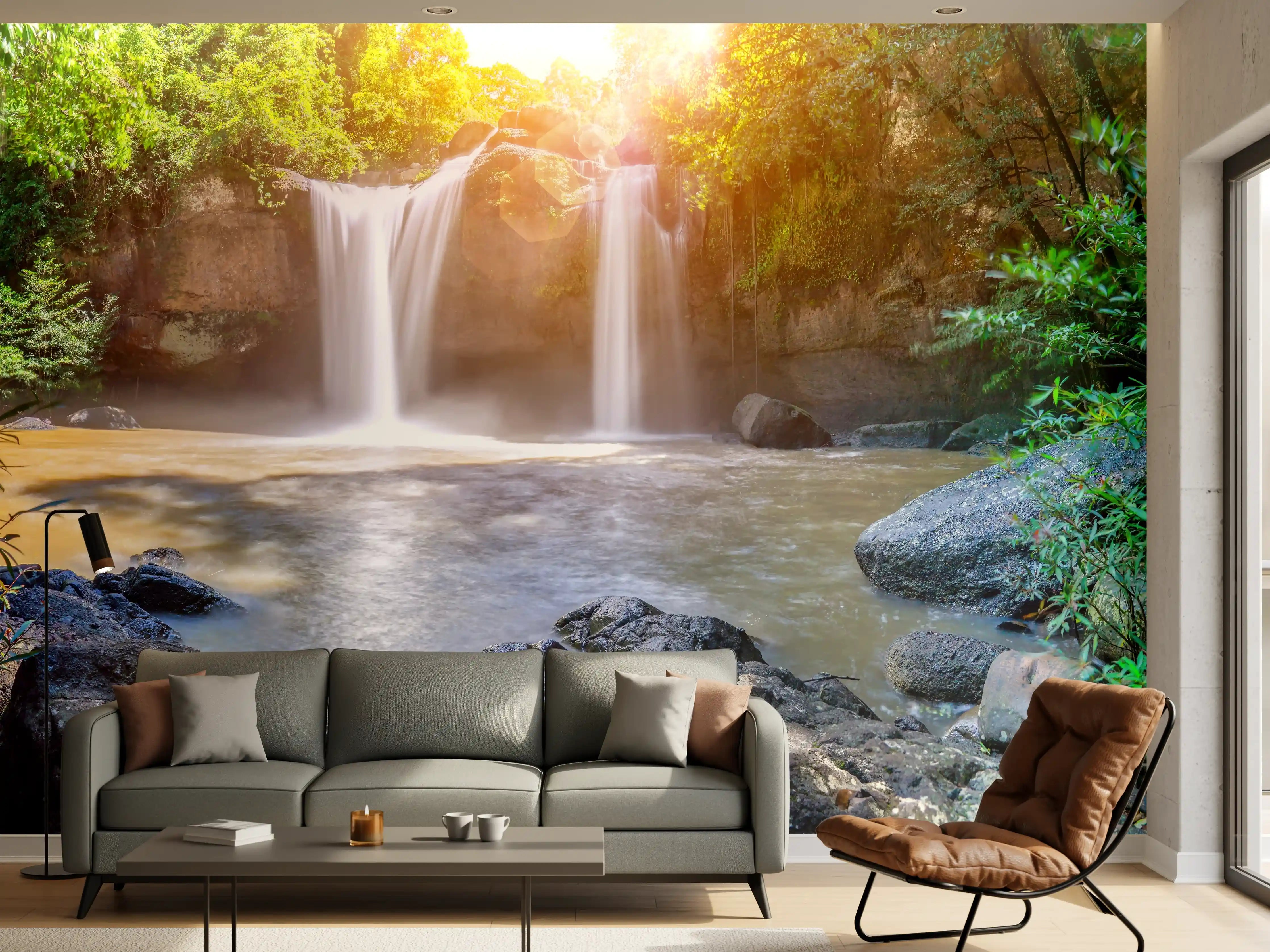 Wandverkleidung Wohnzimmer - Wasserfall in Malaysia - Asien