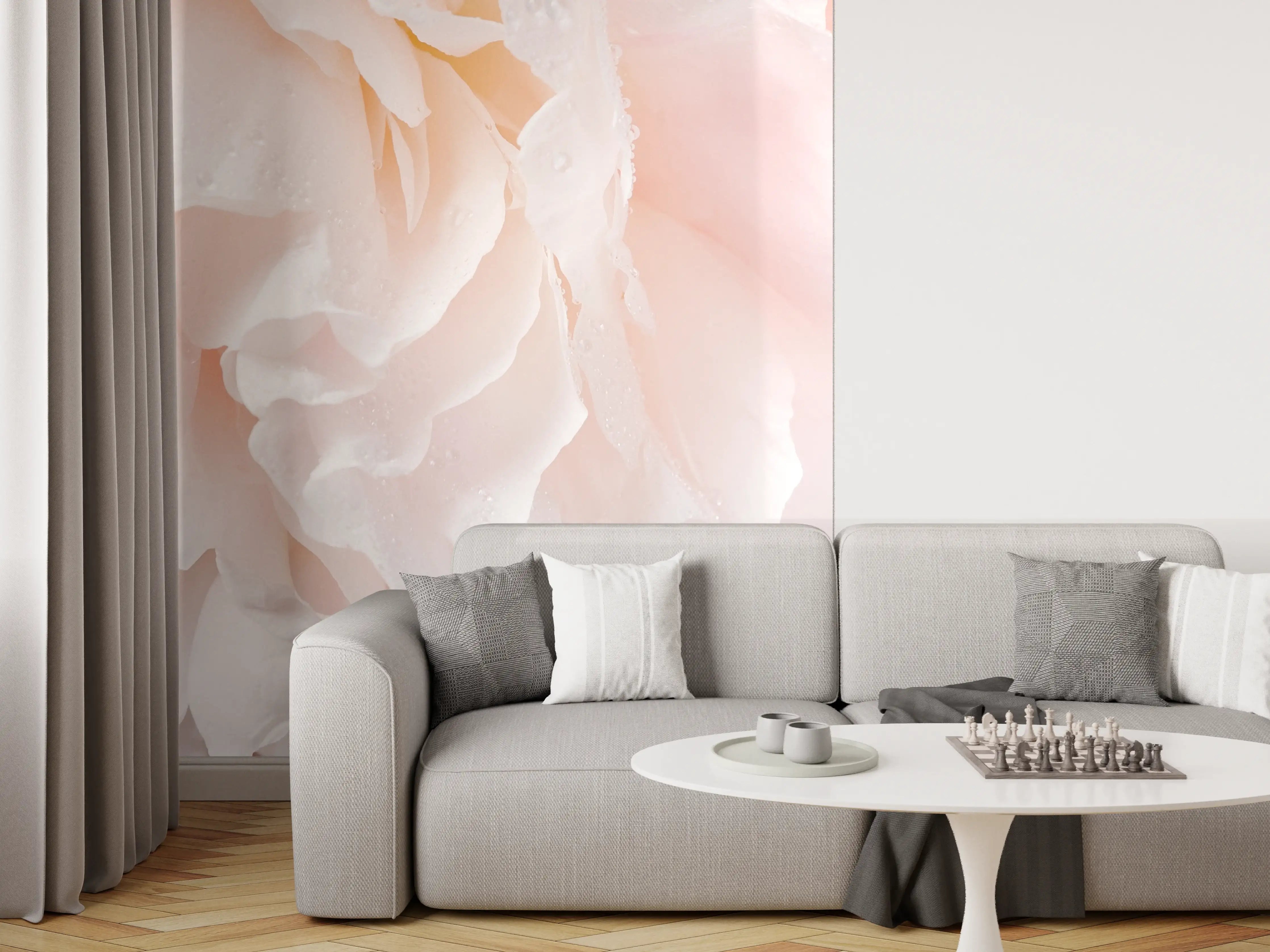 Wandverkleidung Wohnzimmer - Weiche, zarte Blüten in sanften Farben