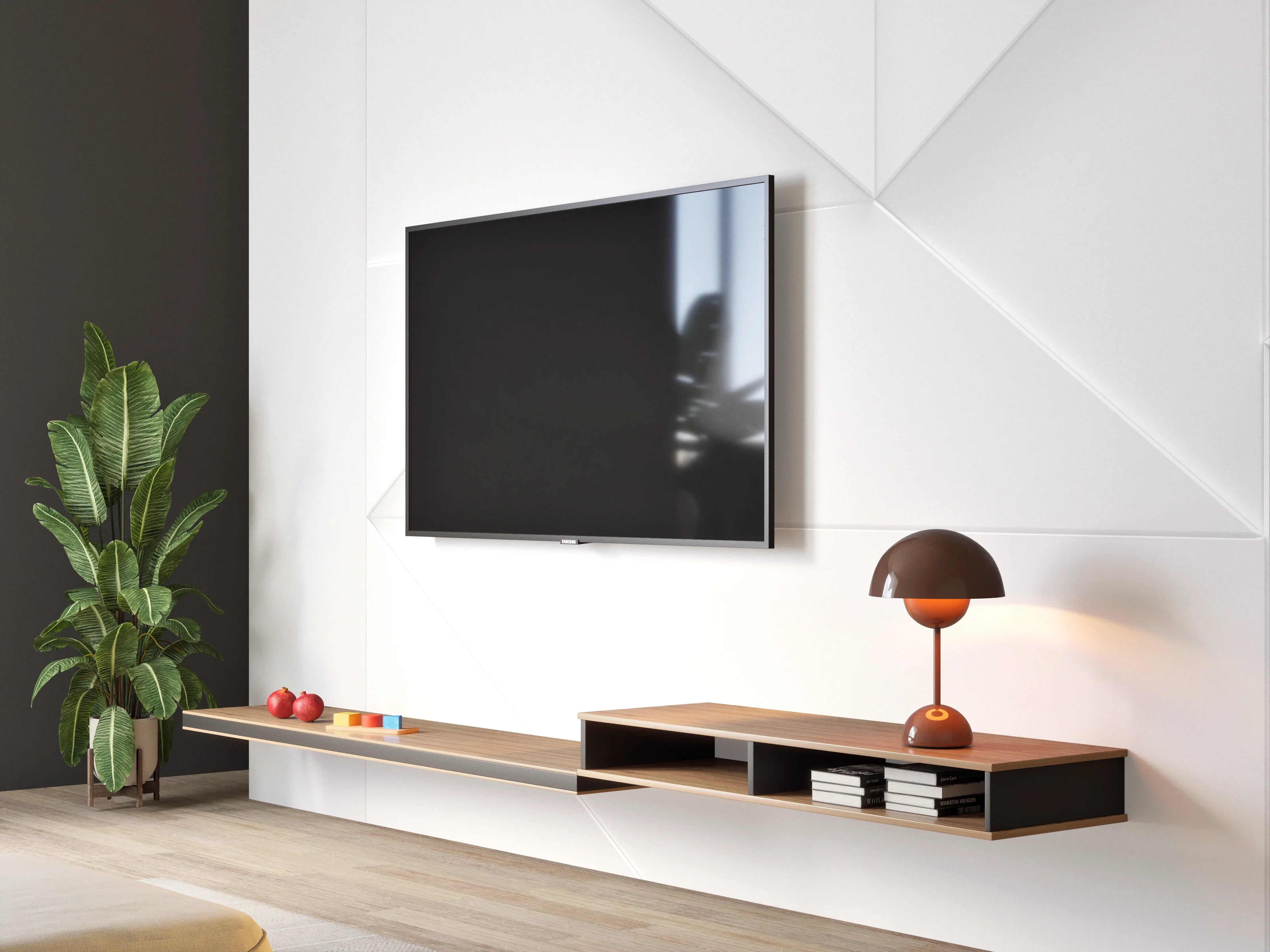 Wandverkleidung Wohnzimmer - Weiß Geometrisches 3D Design